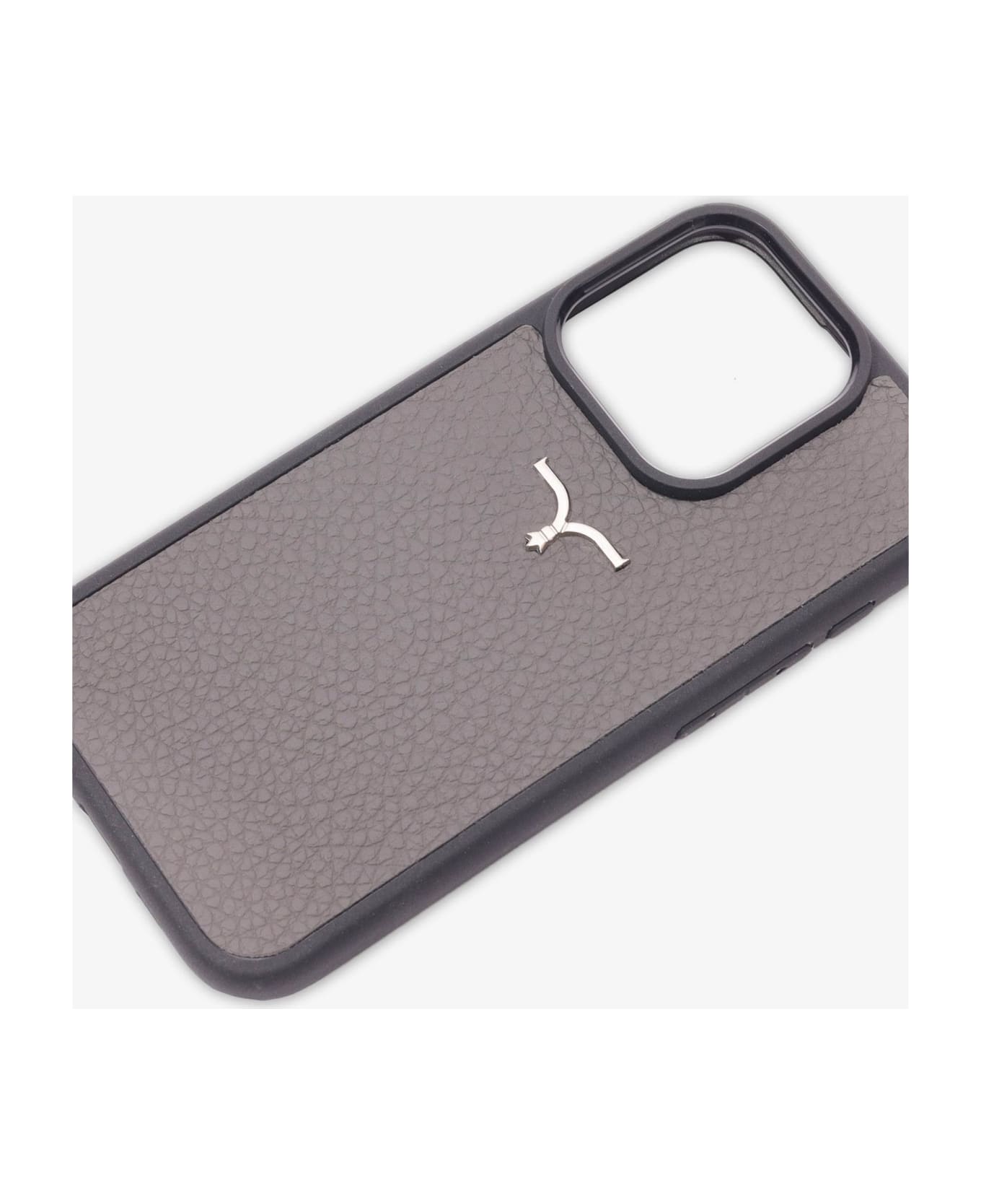 Larusmiani Calf Leather Cover For Iphone 15 Accessory - DimGray