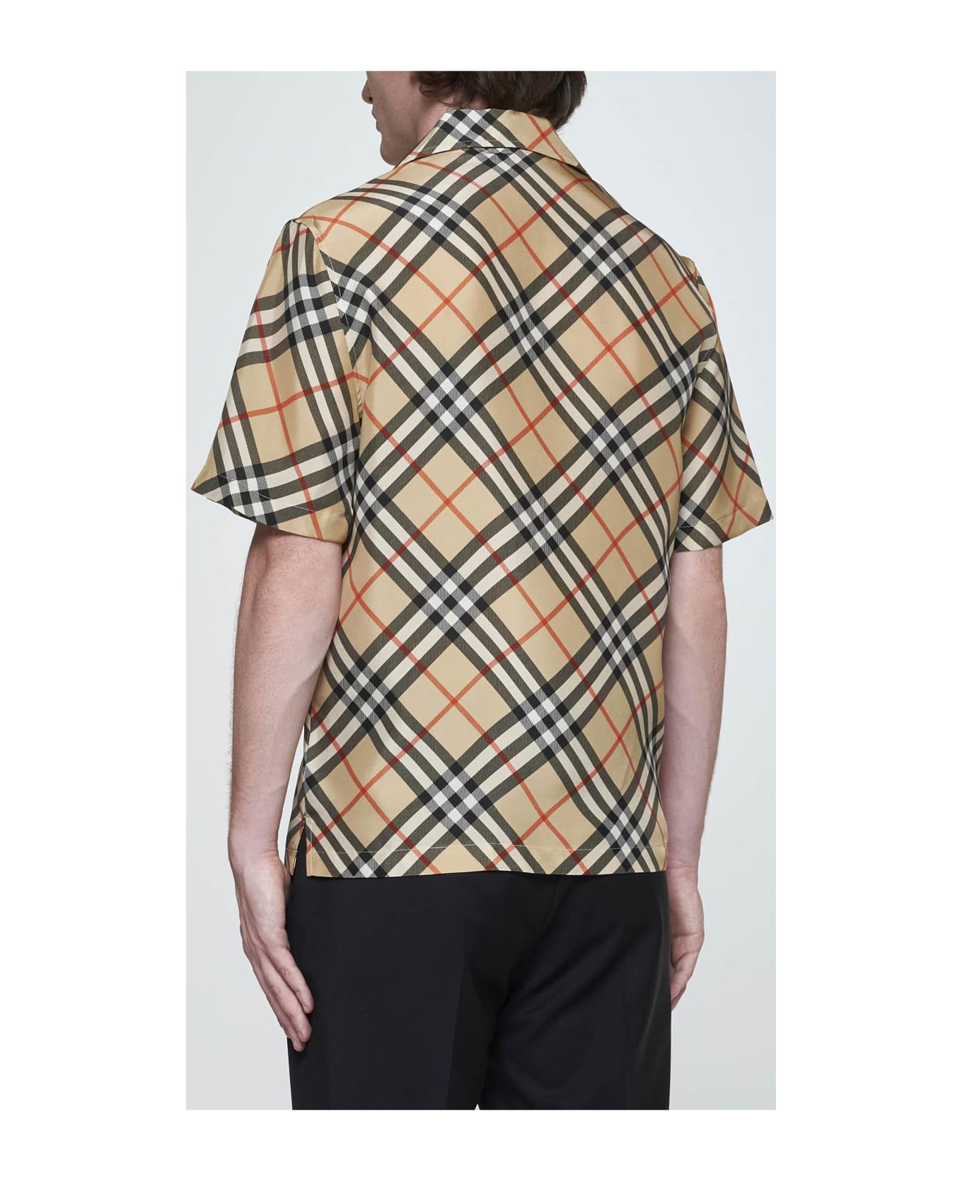 Burberry Check Silk Shirt - NEUTRALS
