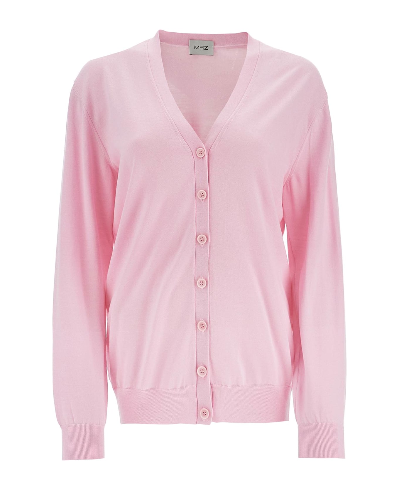 Mrz Lightweight Wool Cardigan - Pink