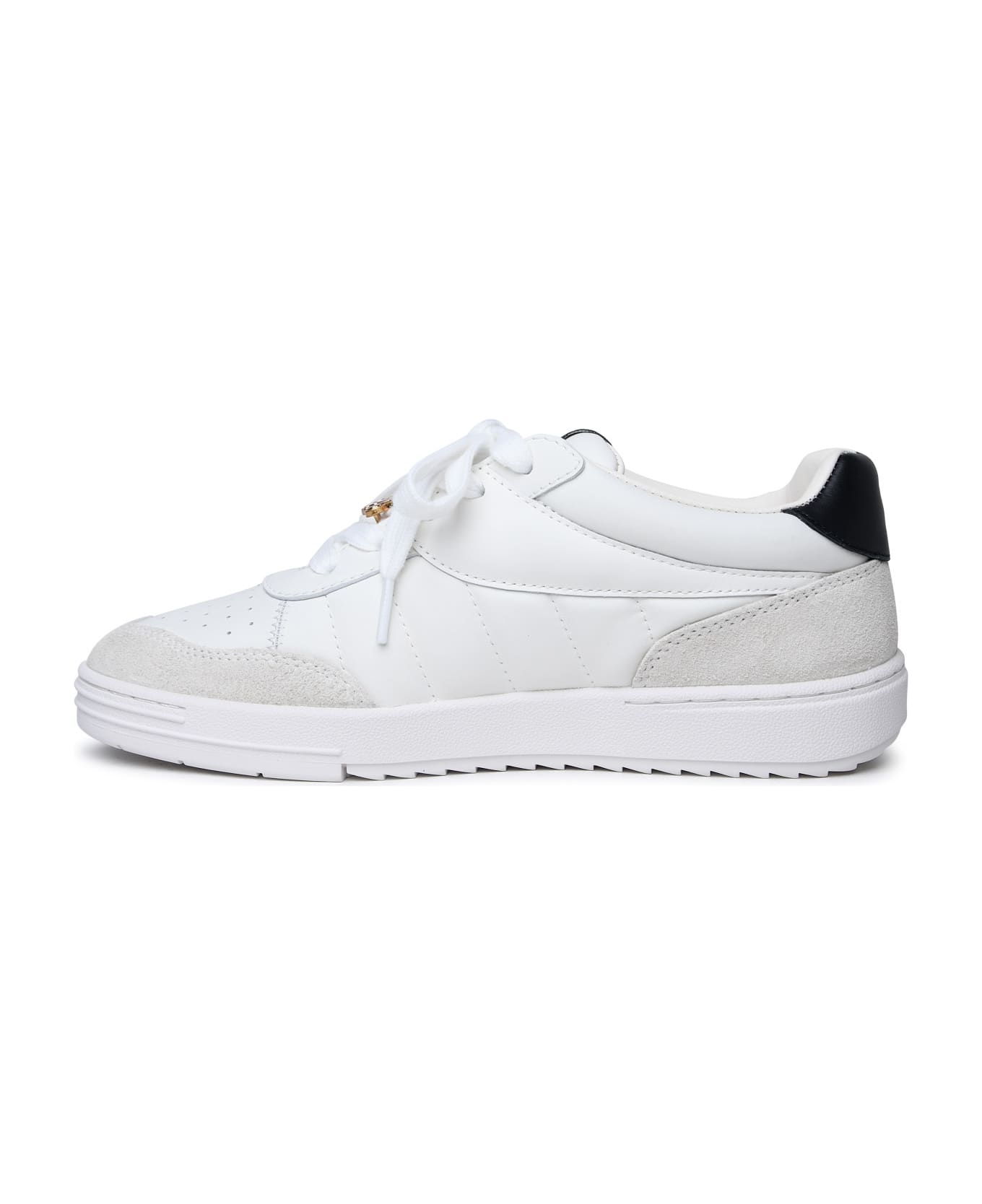 Palm Angels 'palm Beach University' White Leather Sneakers - Bianco