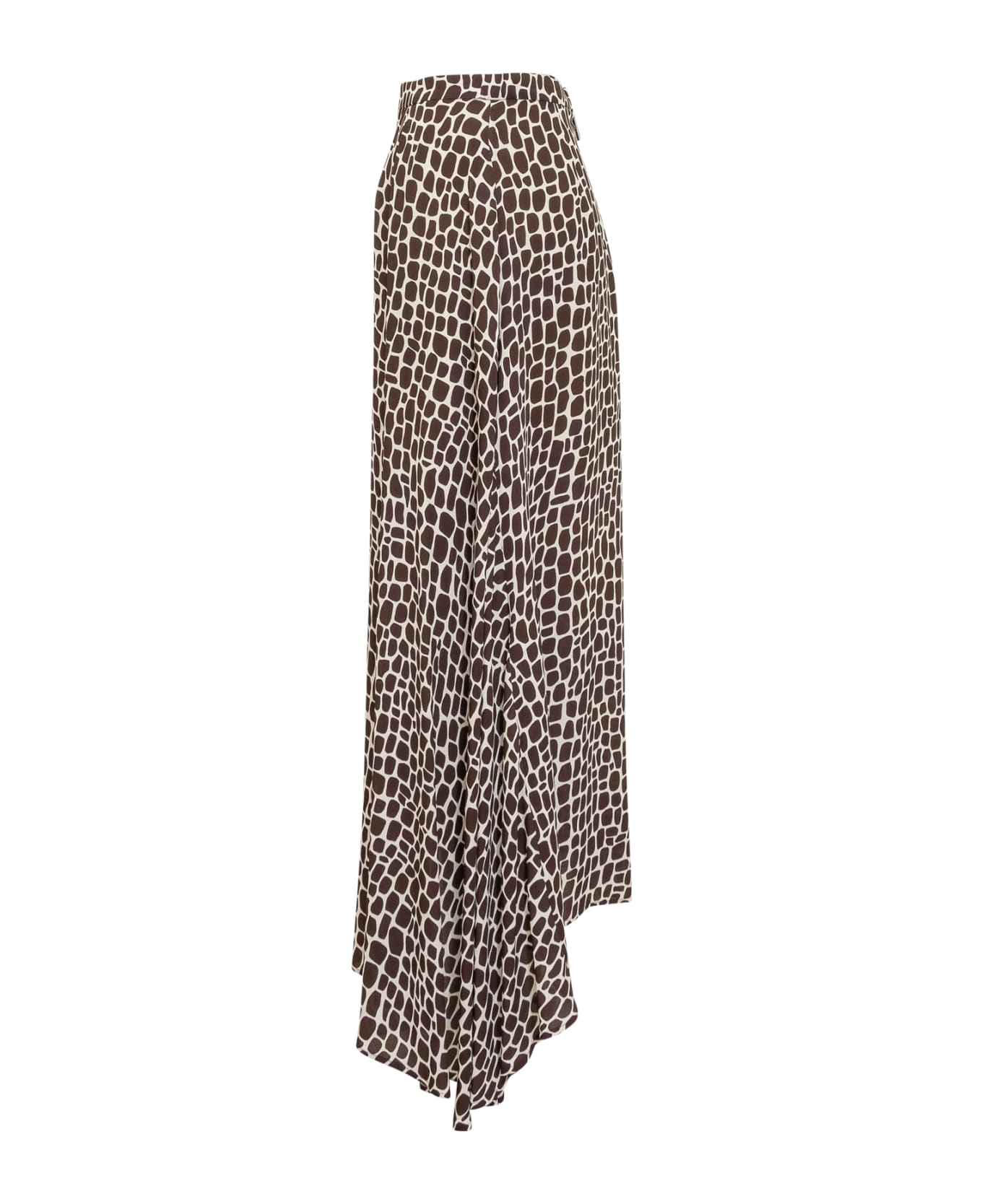 MSGM Asymmetrical Long Skirt With Print - Brown