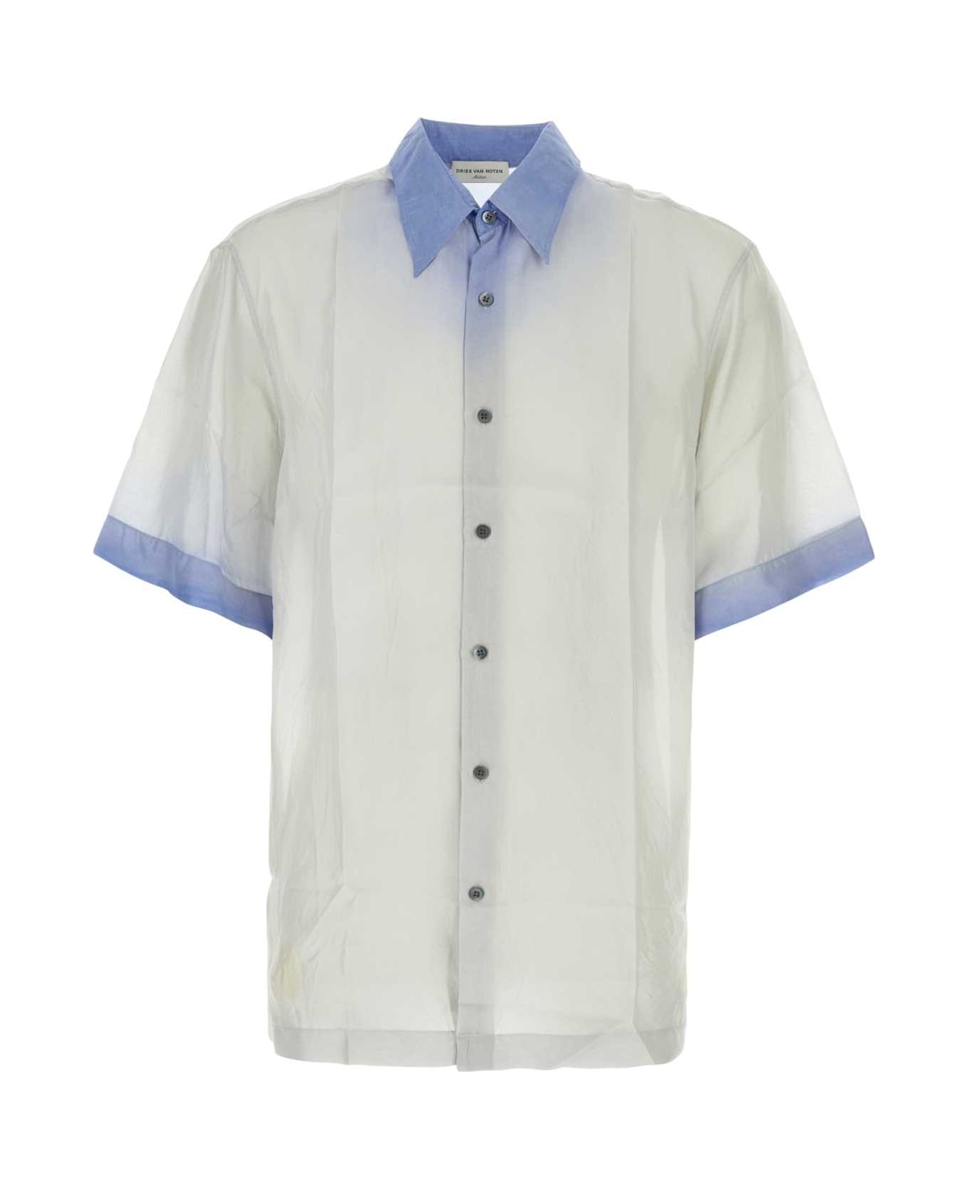 Dries Van Noten Light Grey Silk Cassidye Shirt - BLUE