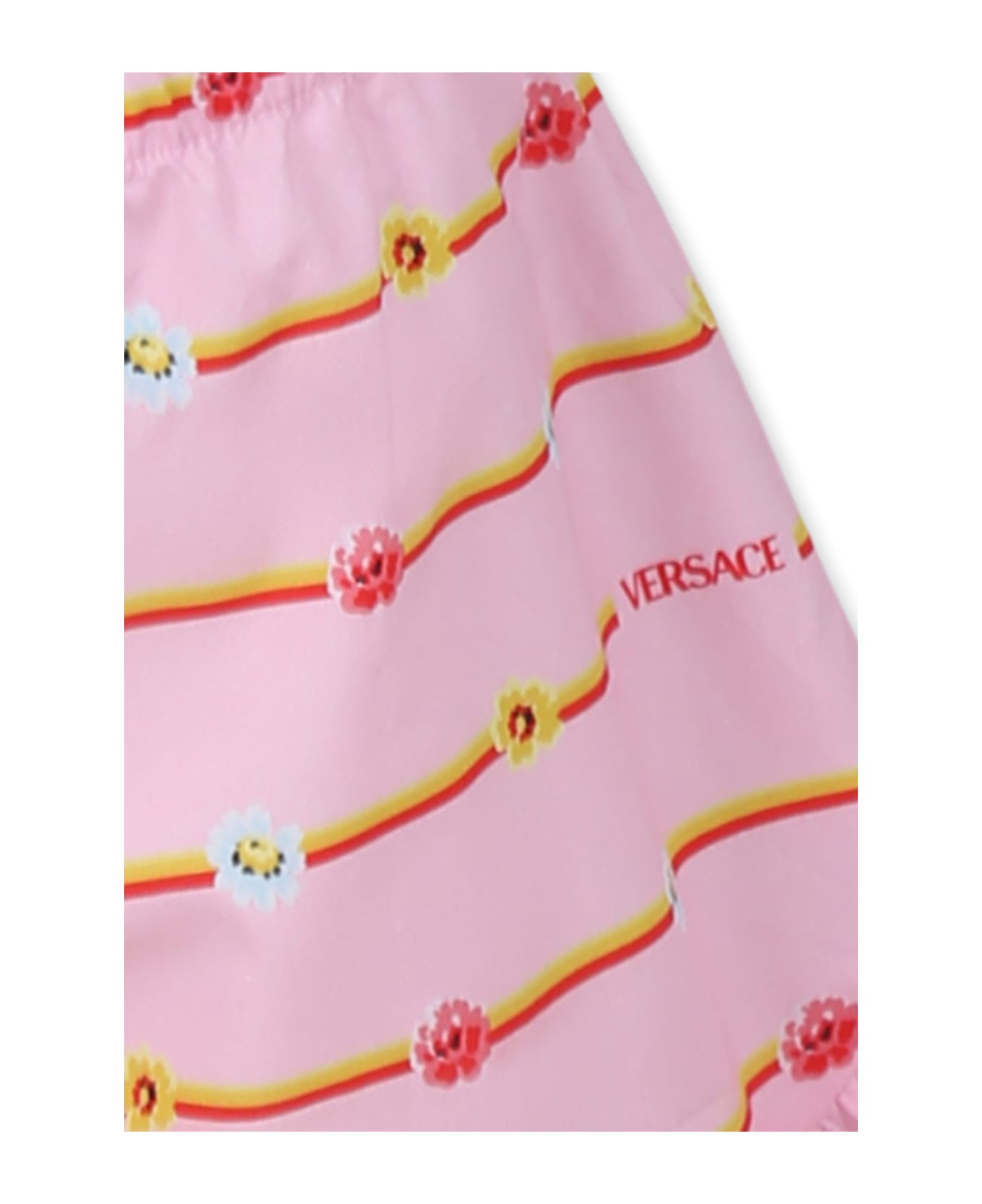 Versace Pink Shorts For Baby Girl With Logo - Pink