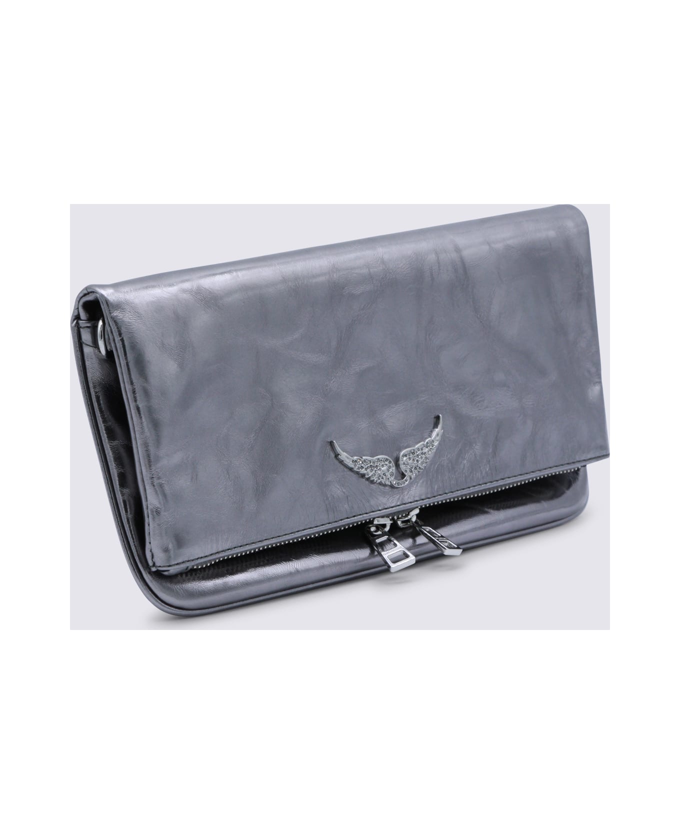Zadig & Voltaire Silver Leather Rock Vintage Metal Shoulder Bag - Grey