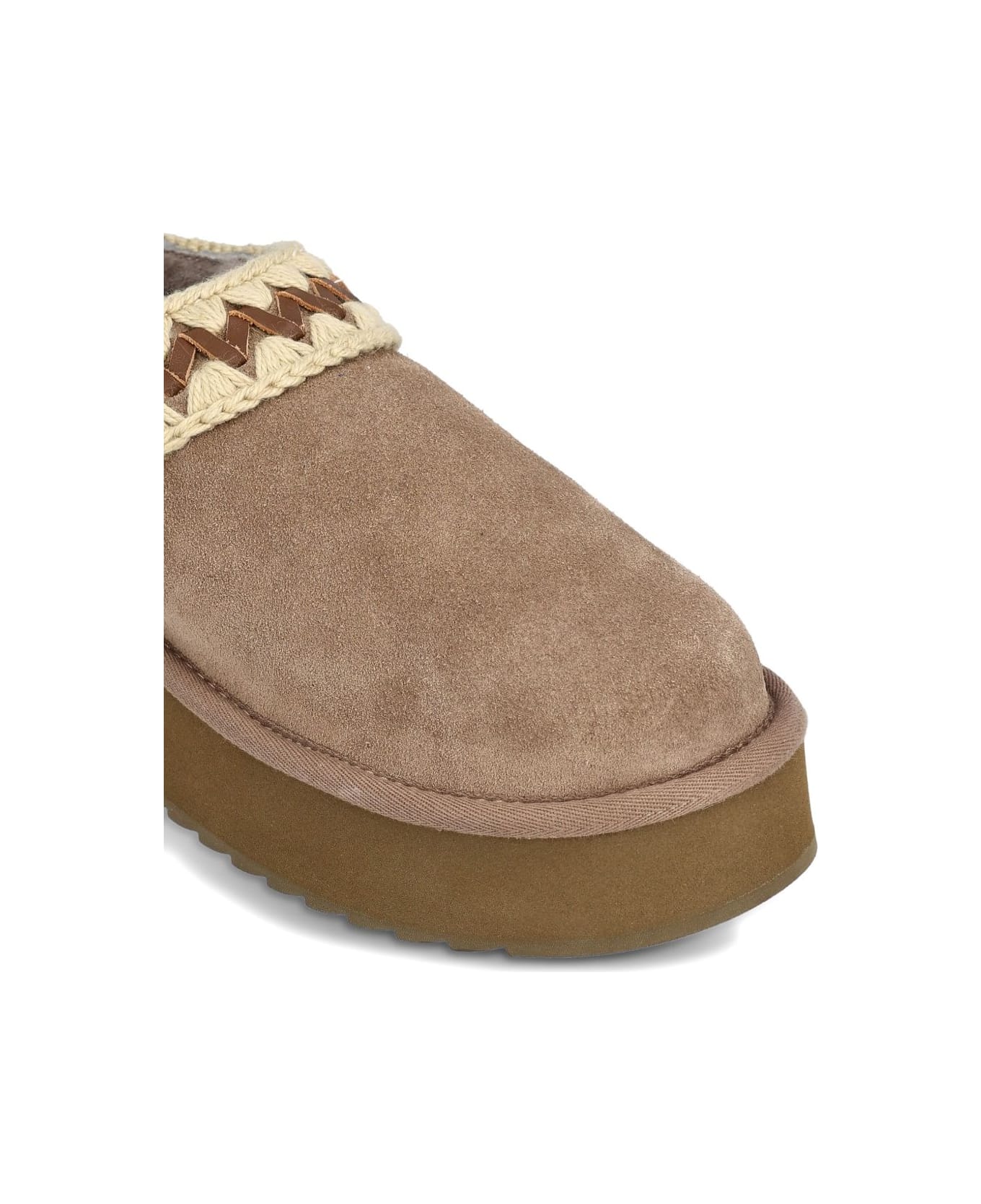 Mou Platform Clog Suede Slippers - Grey