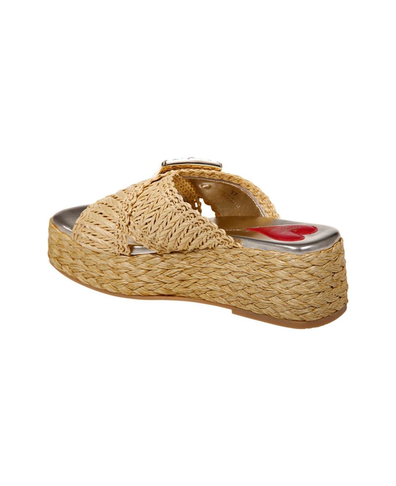 Roger Vivier Embellished Platform Mules - Beige