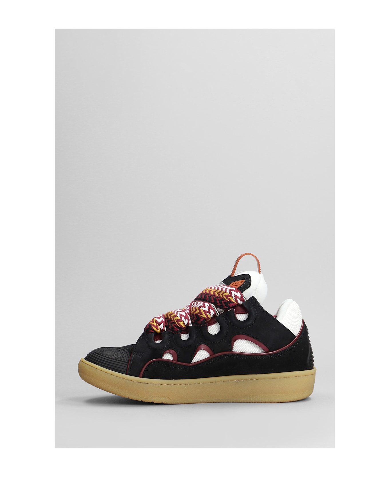 Lanvin Curb Sneakers In Black Suede And Leather - black