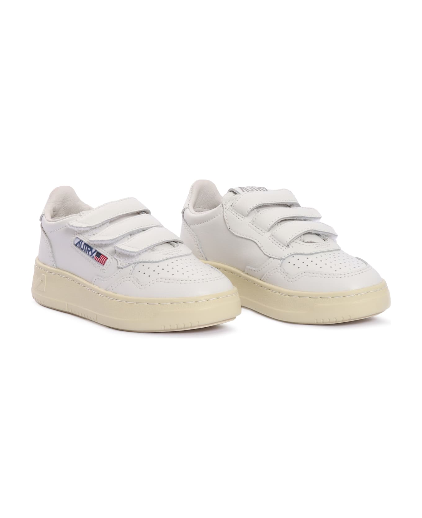Autry Kidstripes Low Kid Leat/four Wht/wht Sneakers - WHITE