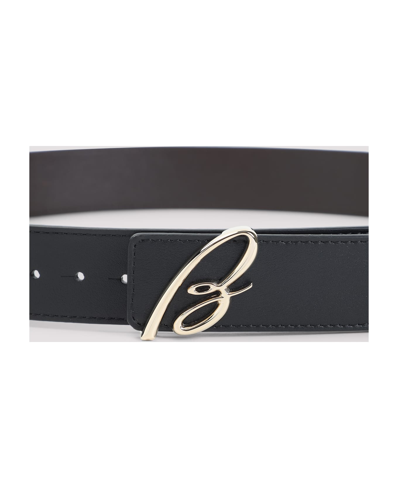 Brioni B Logo Reversible Leather Belt - Black Coffee