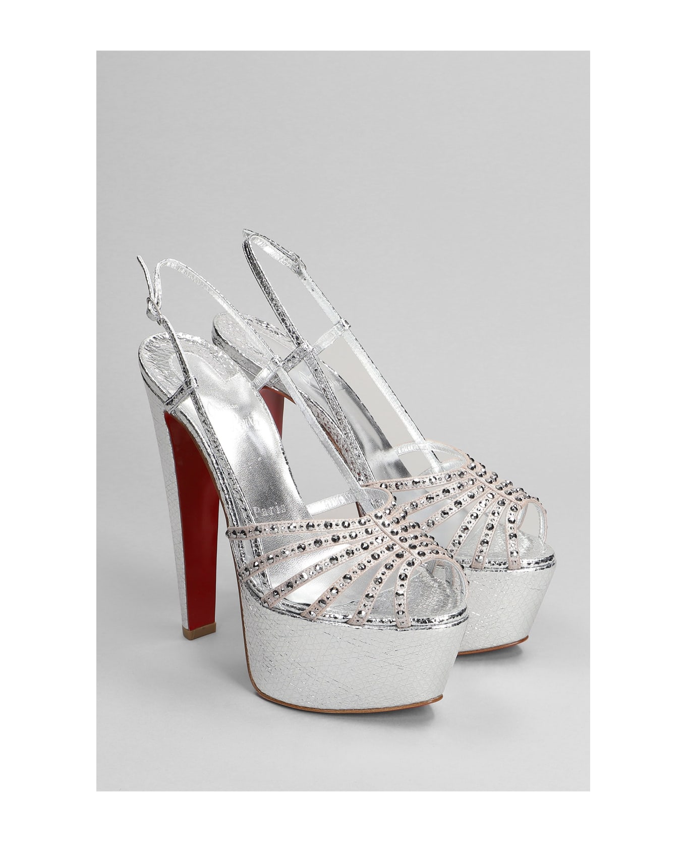 Christian Louboutin Vagastrassima 160 Sandals In Silver Leather - silver