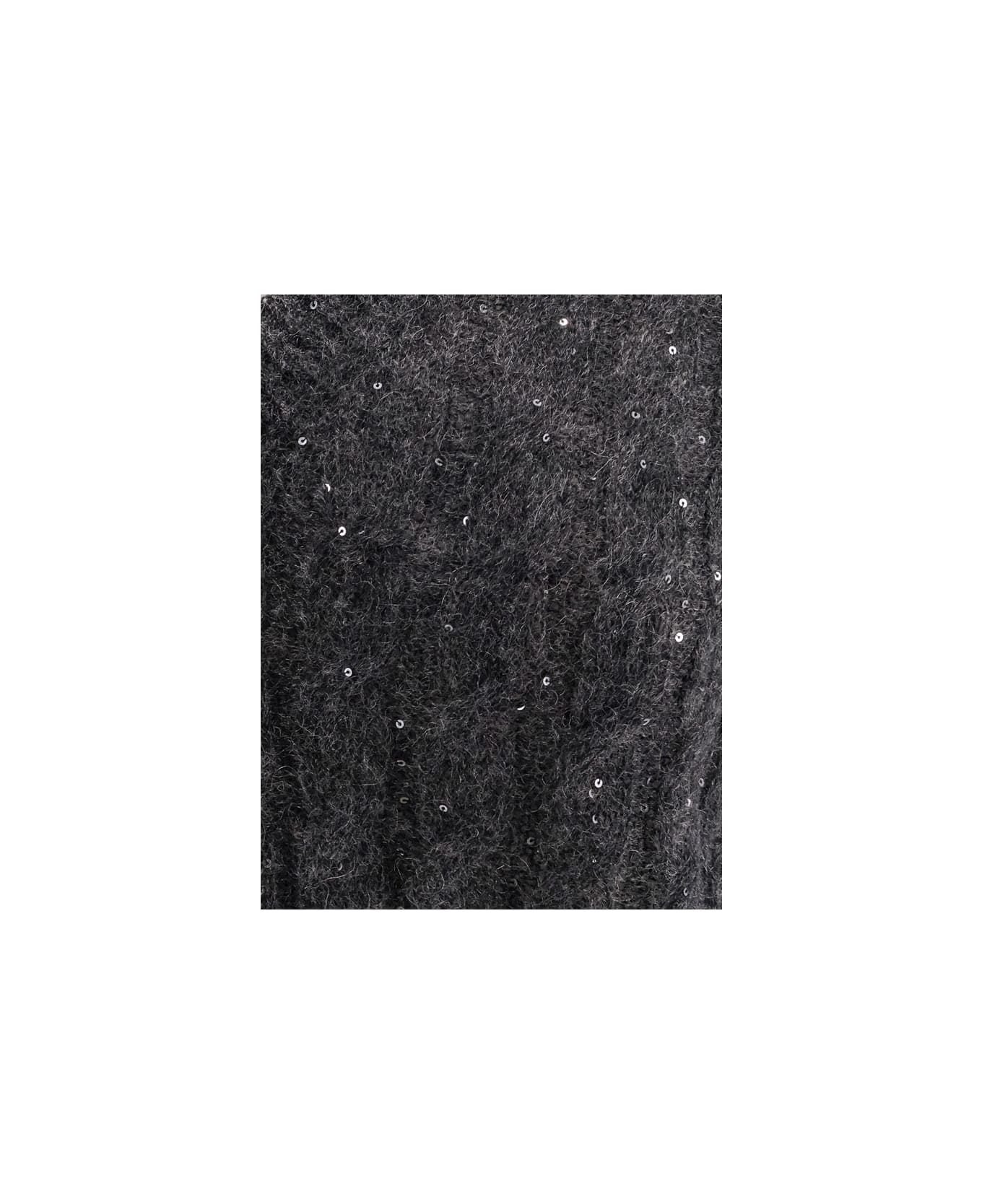 Brunello Cucinelli Wool Blend Sweater With All-over Sequins - Anthracite
