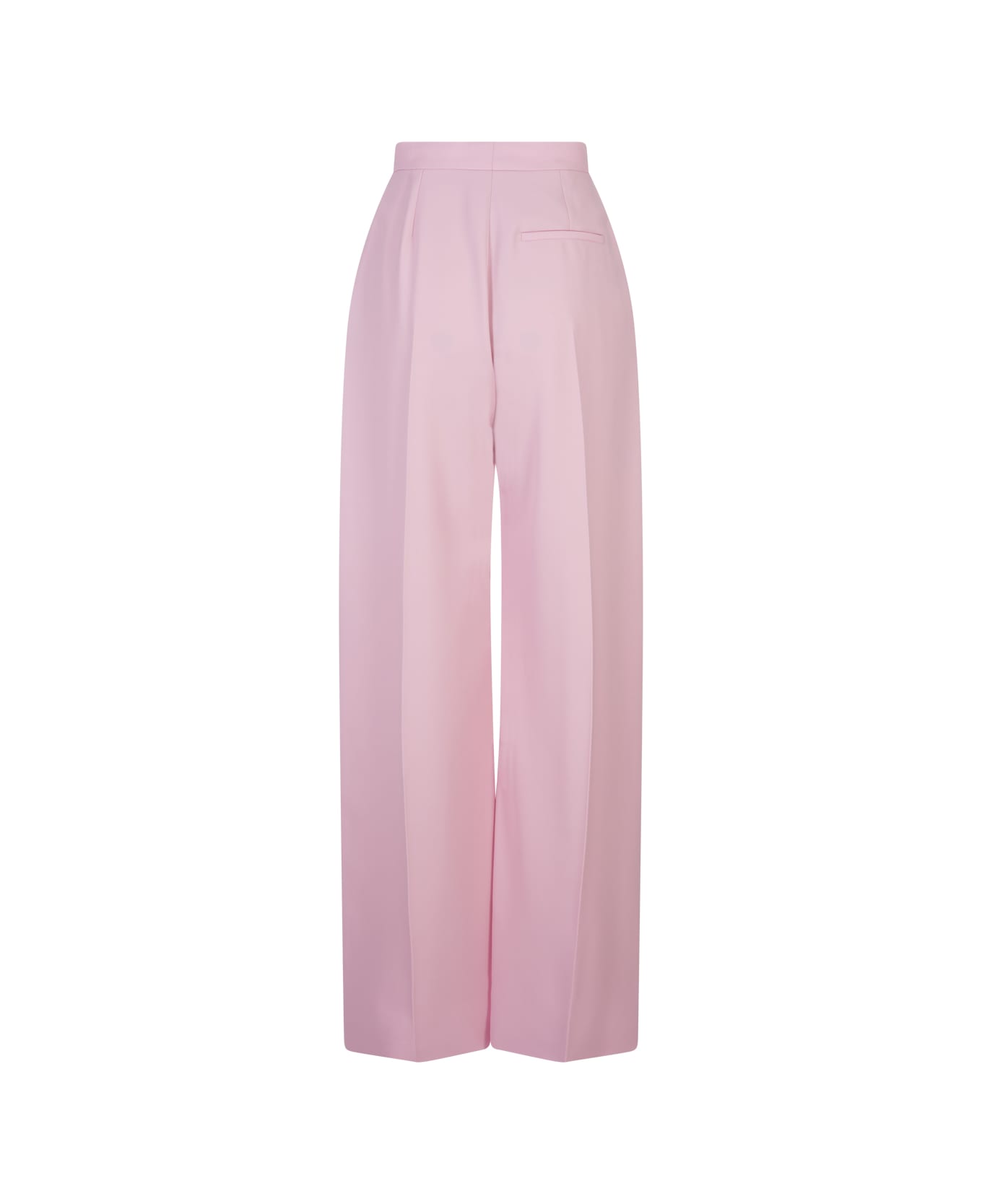 Alexander McQueen Wide Leg Trousers With Double Pleat In Light Pink - Pink
