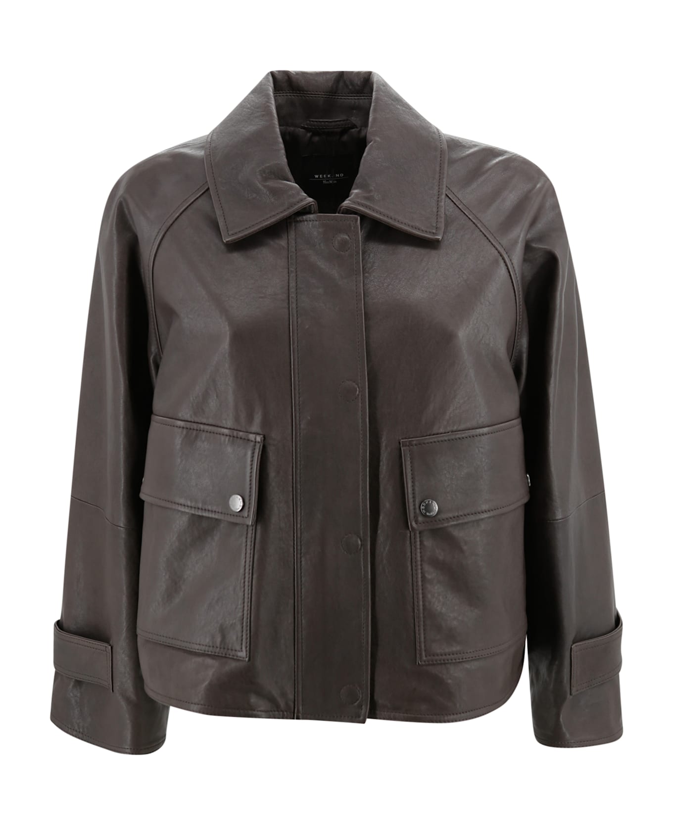Weekend Max Mara Lambskin Leather Jacket - Ebony
