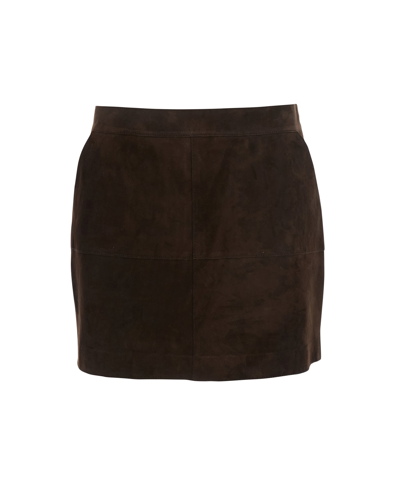 Parosh Brown Short Skirt With Side Pockets In Suede Woman - Brown