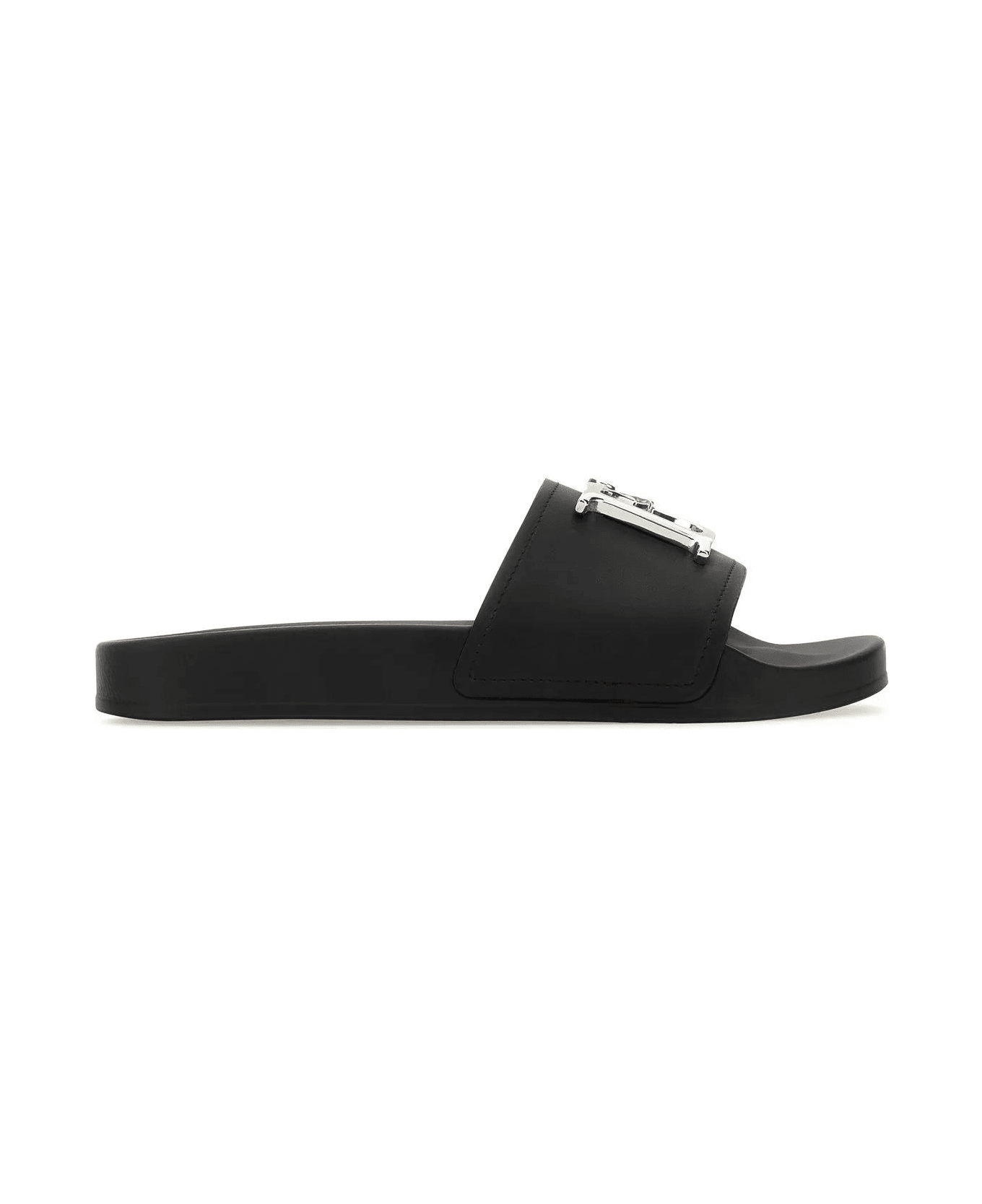 Dsquared2 Black Leather D2 Statement Slippers - Nero