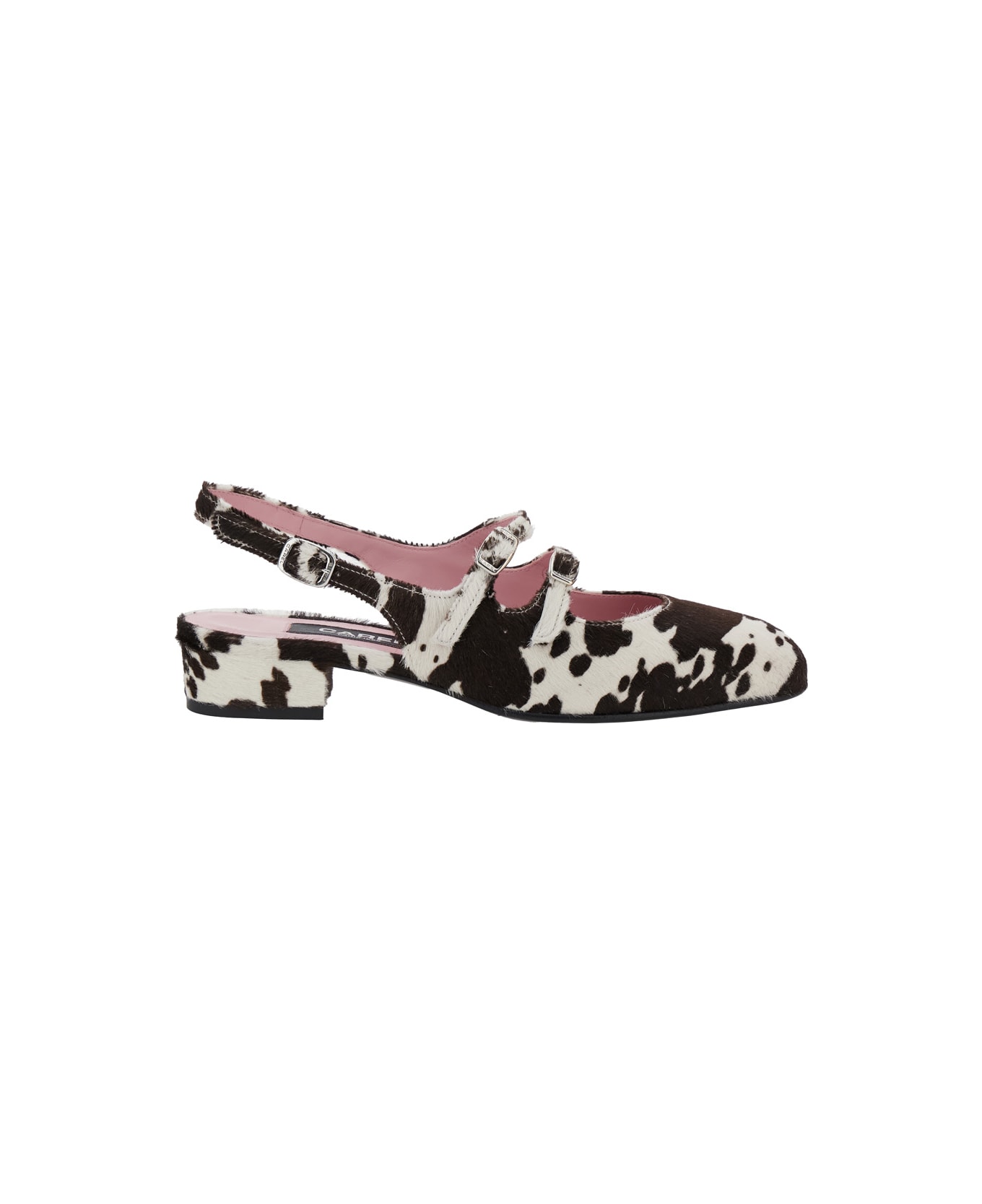 Carel Multicolor 'peche' Slingback Ballet Shoes With Buckle Strap Closure And Cow Print In Leather Woman - Multicolor