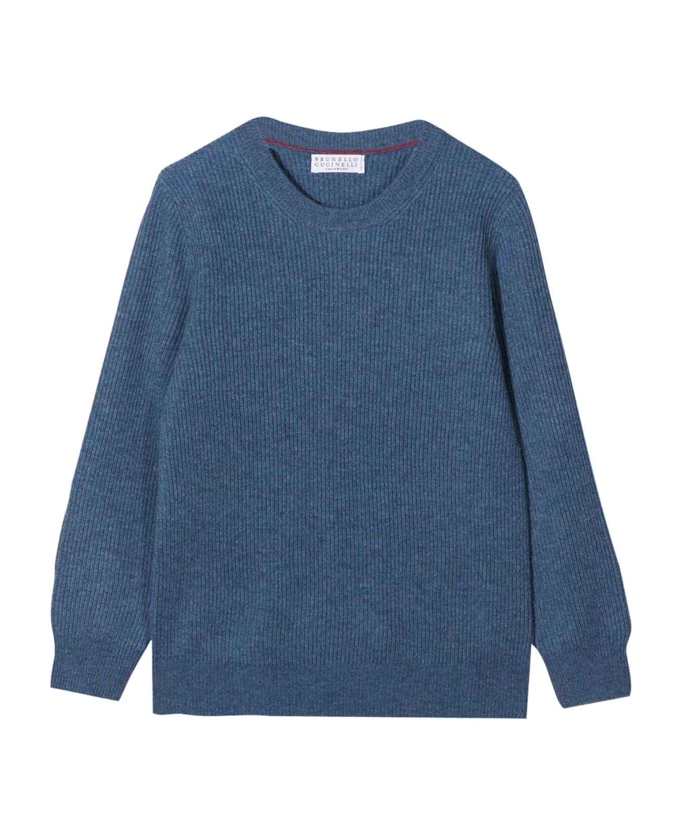 Brunello Cucinelli Blue Sweater Teen Boy - Azzurro/grigio