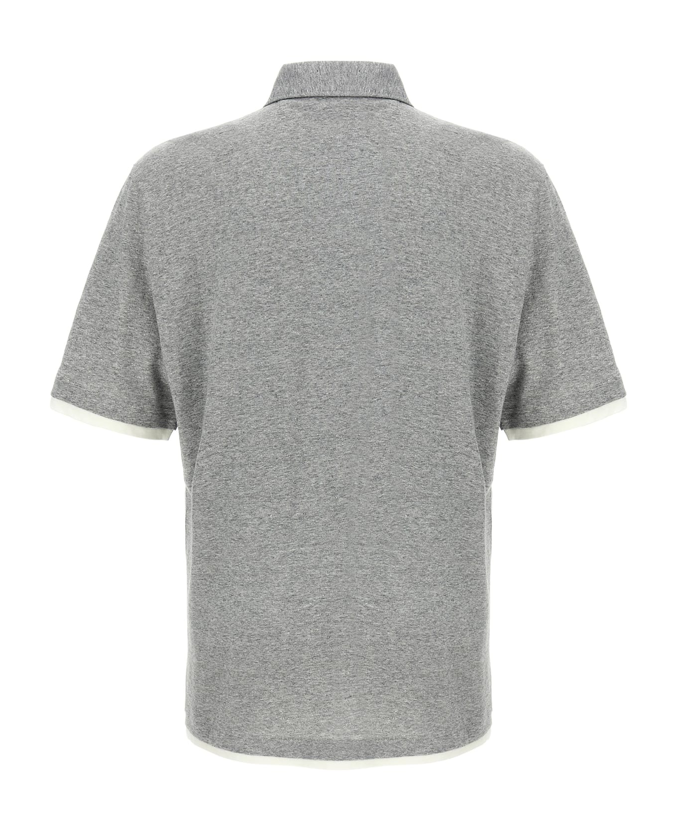 Brunello Cucinelli Layered Polo Shirt - Grigio Medio+off White