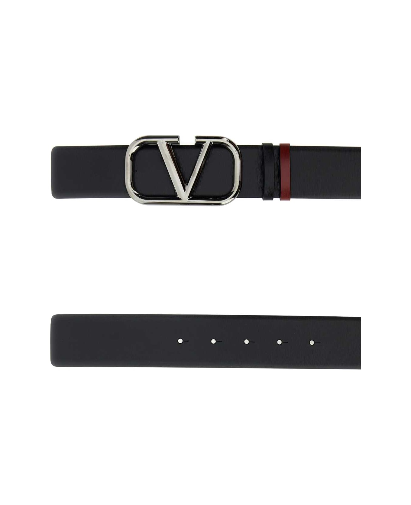 Valentino Garavani Black Leather Vlogo Signature Belt - 00B ベルト