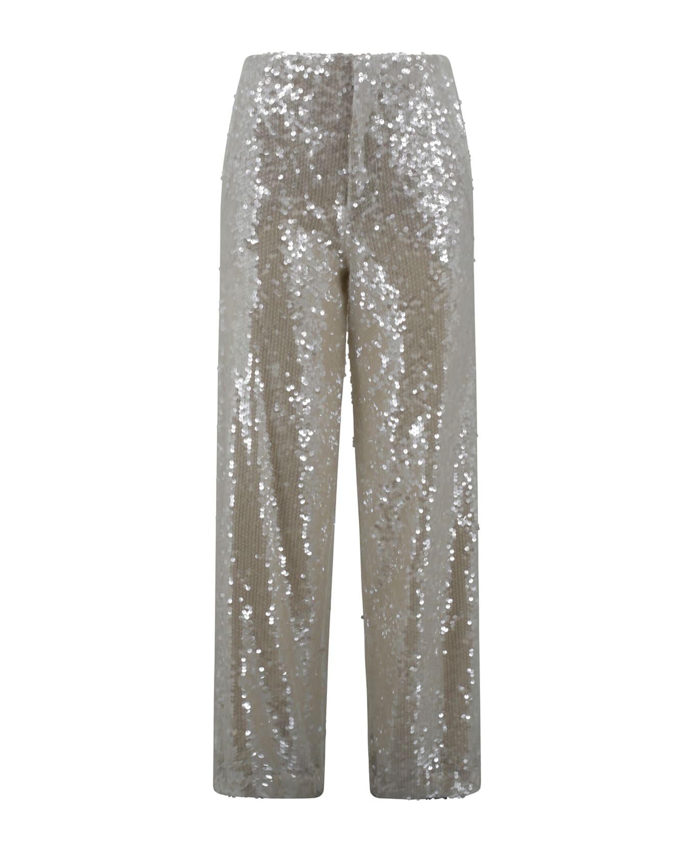 Philosophy di Lorenzo Serafini White Wide Leg Pants With All-over Sequins In Acetate Fabric Woman - Ivory