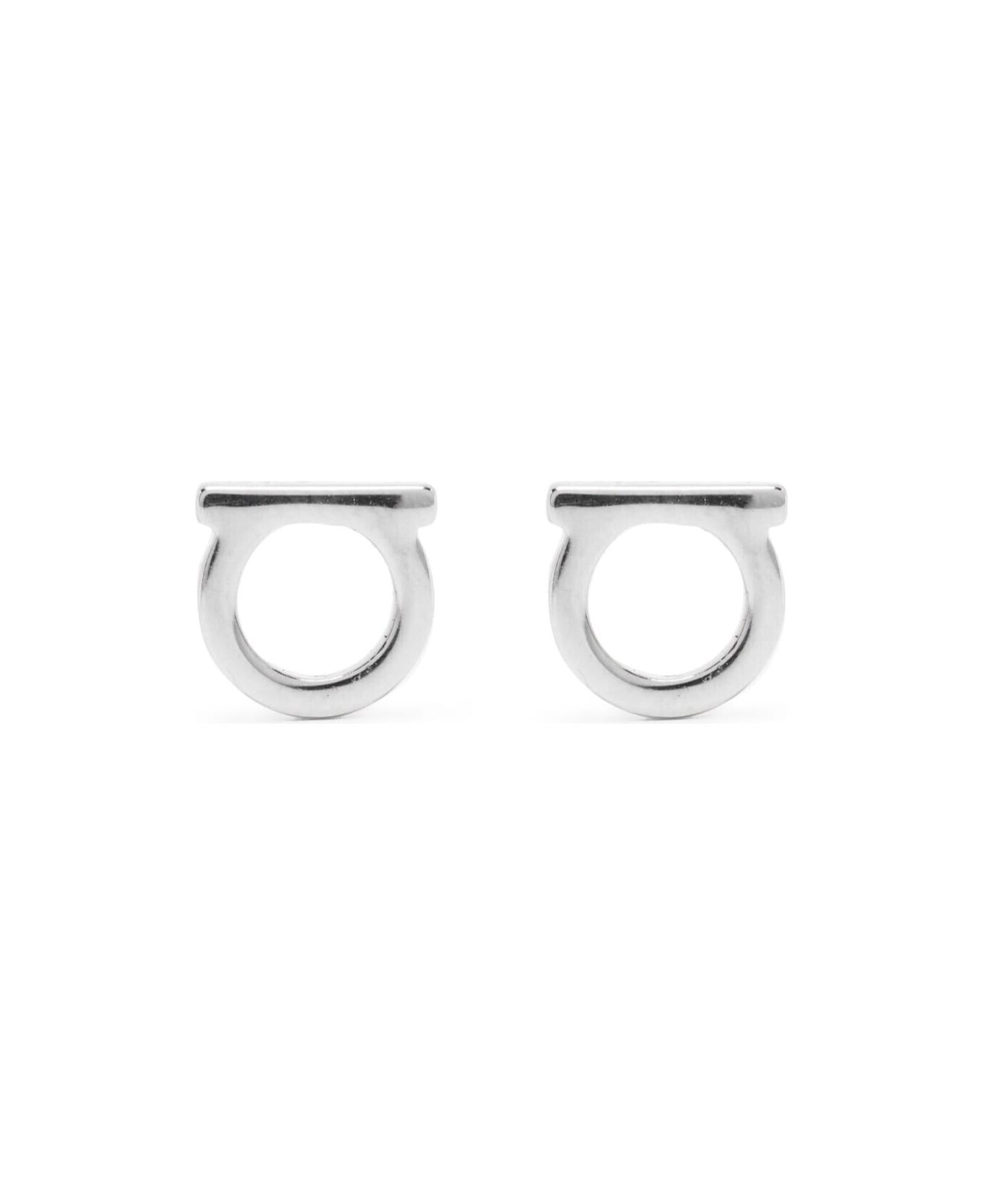 Ferragamo Silver-colored Gancini Earrings In Brass Woman - Metallic