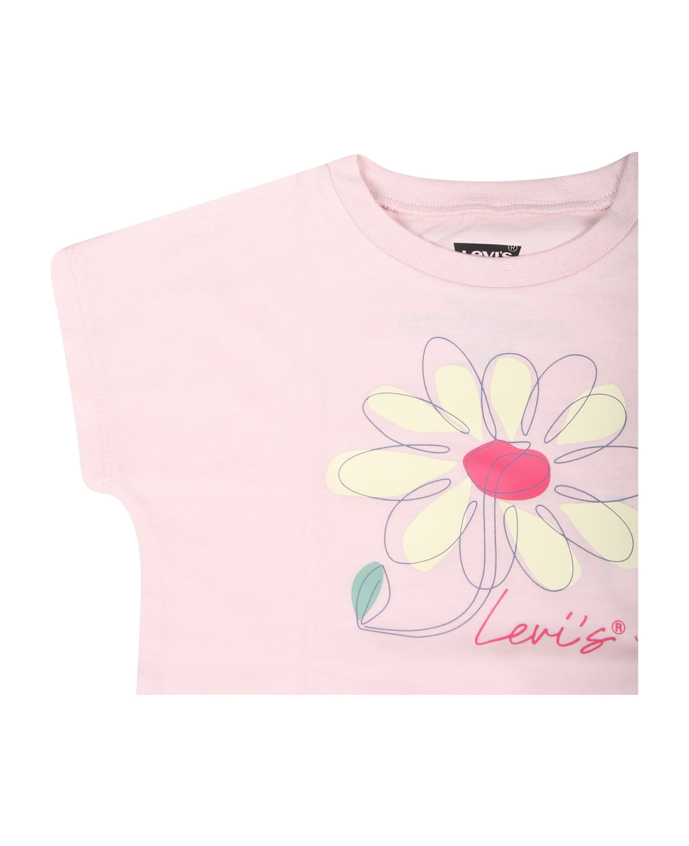Levi's Pink Suit For Baby Girl With Flower Print - Multicolor