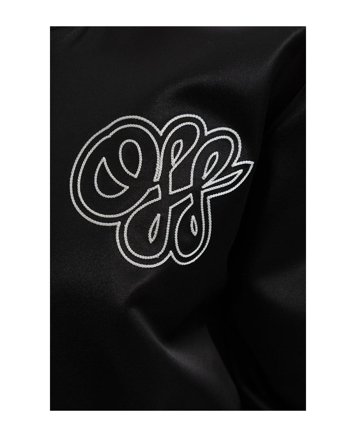 Off-White Logo Printed Varsity Jacket - Black White
