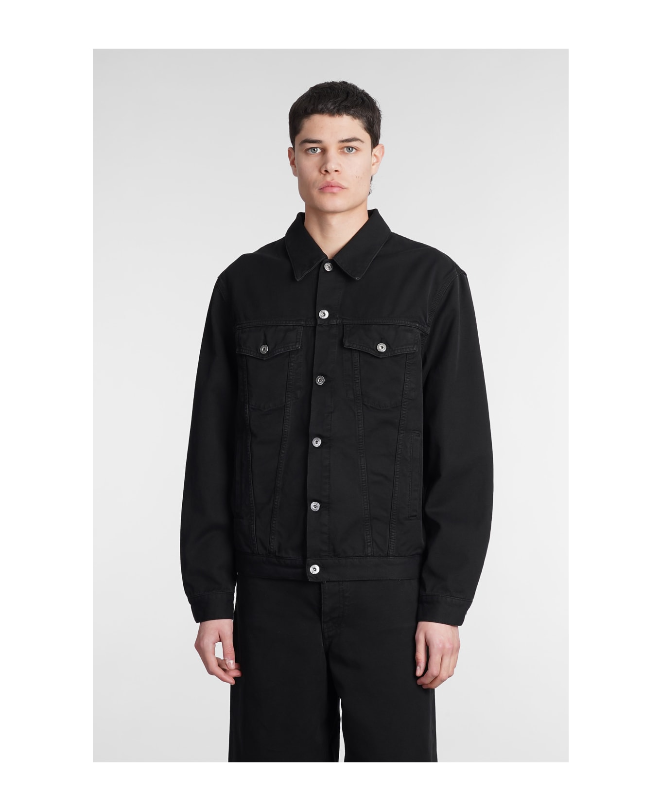 Off-White Denim Jackets In Black Cotton - black