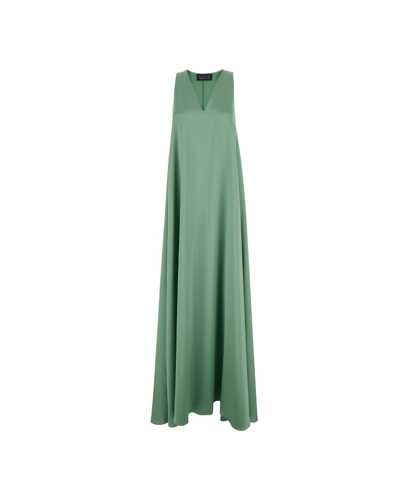 Gianluca Capannolo Green Maxi Dress In Satin Woman - Green ワンピース＆ドレス