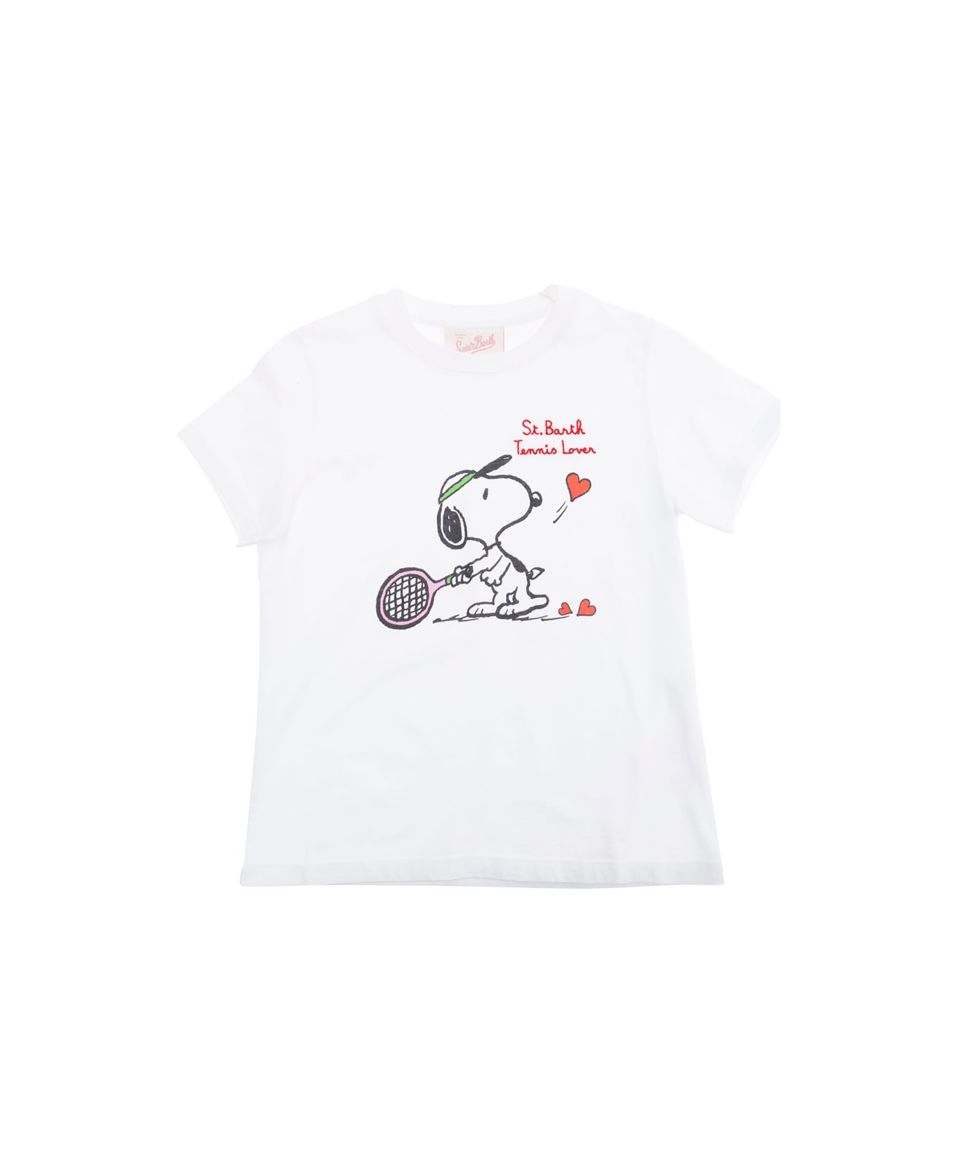 MC2 Saint Barth 'elly' White Crewneck T-shirt With Maxi Logo Print On The Front In Cotton Baby - White