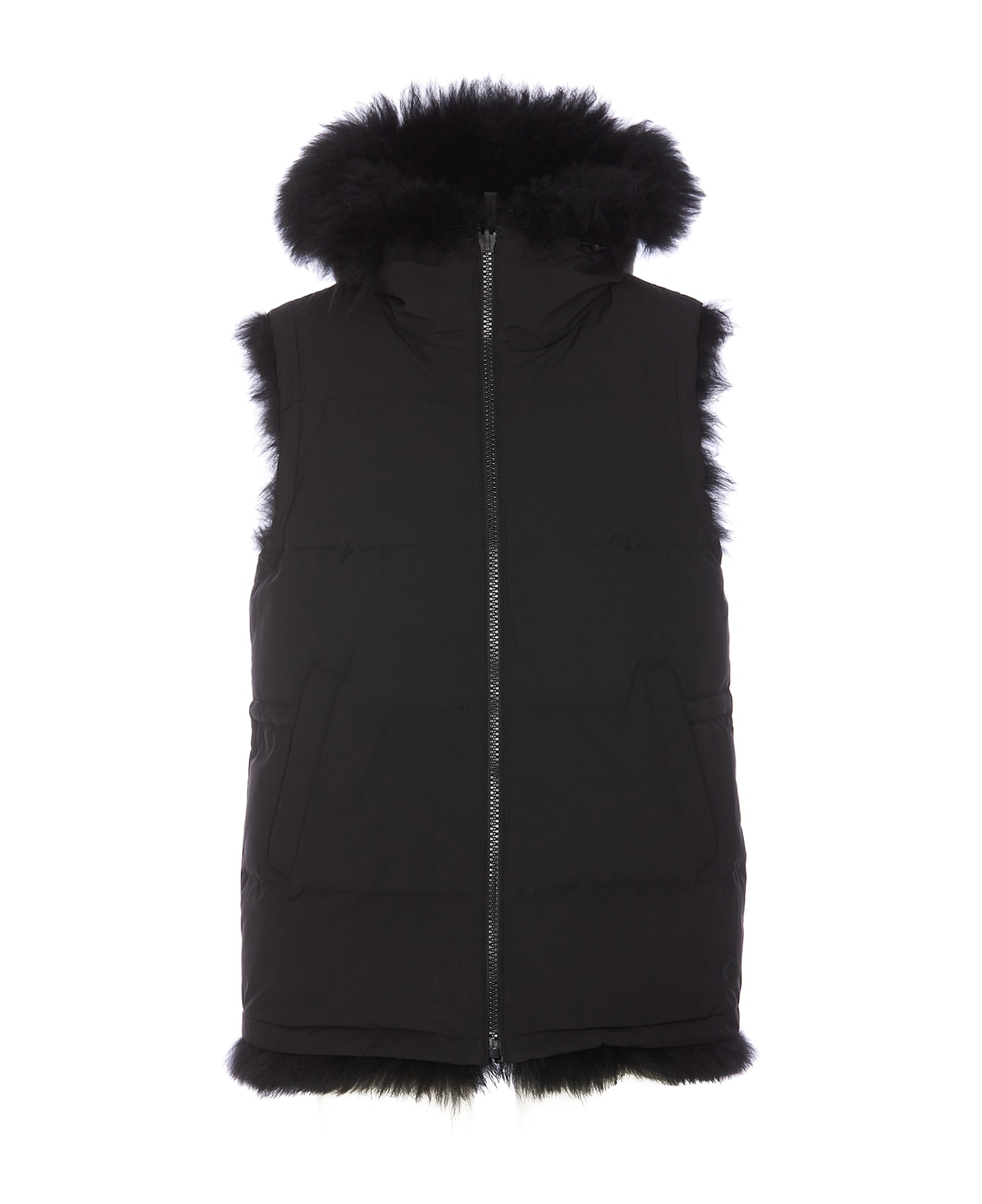 Yves Salomon Reversible Padded Vest - BLACK
