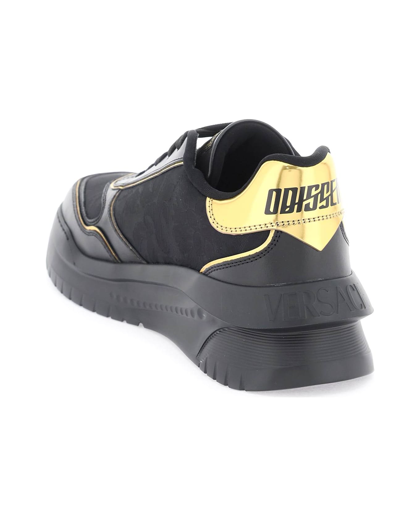 Versace 'odissea' Chunky Leather Sneakers - BLACK GOLD (Black) スニーカー