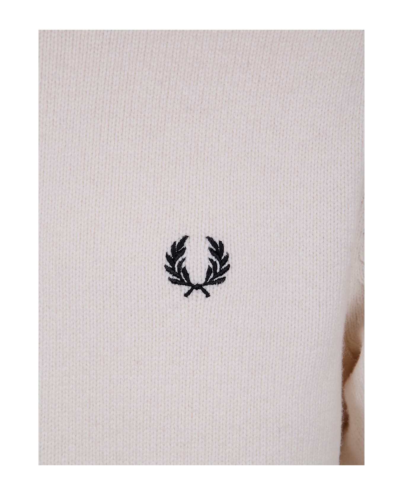 Fred Perry Chunky Rib Zip Through Cardigan - Ecru