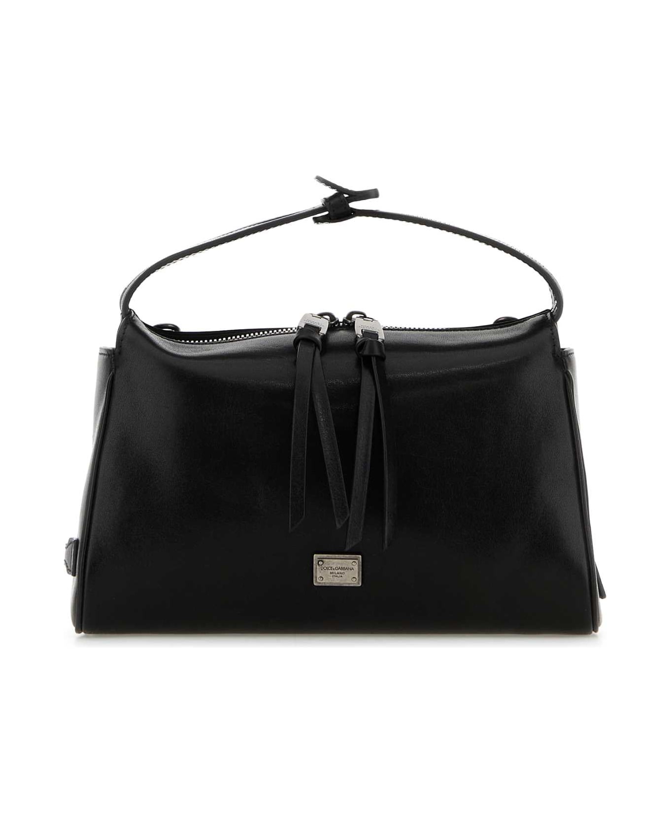 Dolce & Gabbana Black Leather Vittoria Handbag - NERO