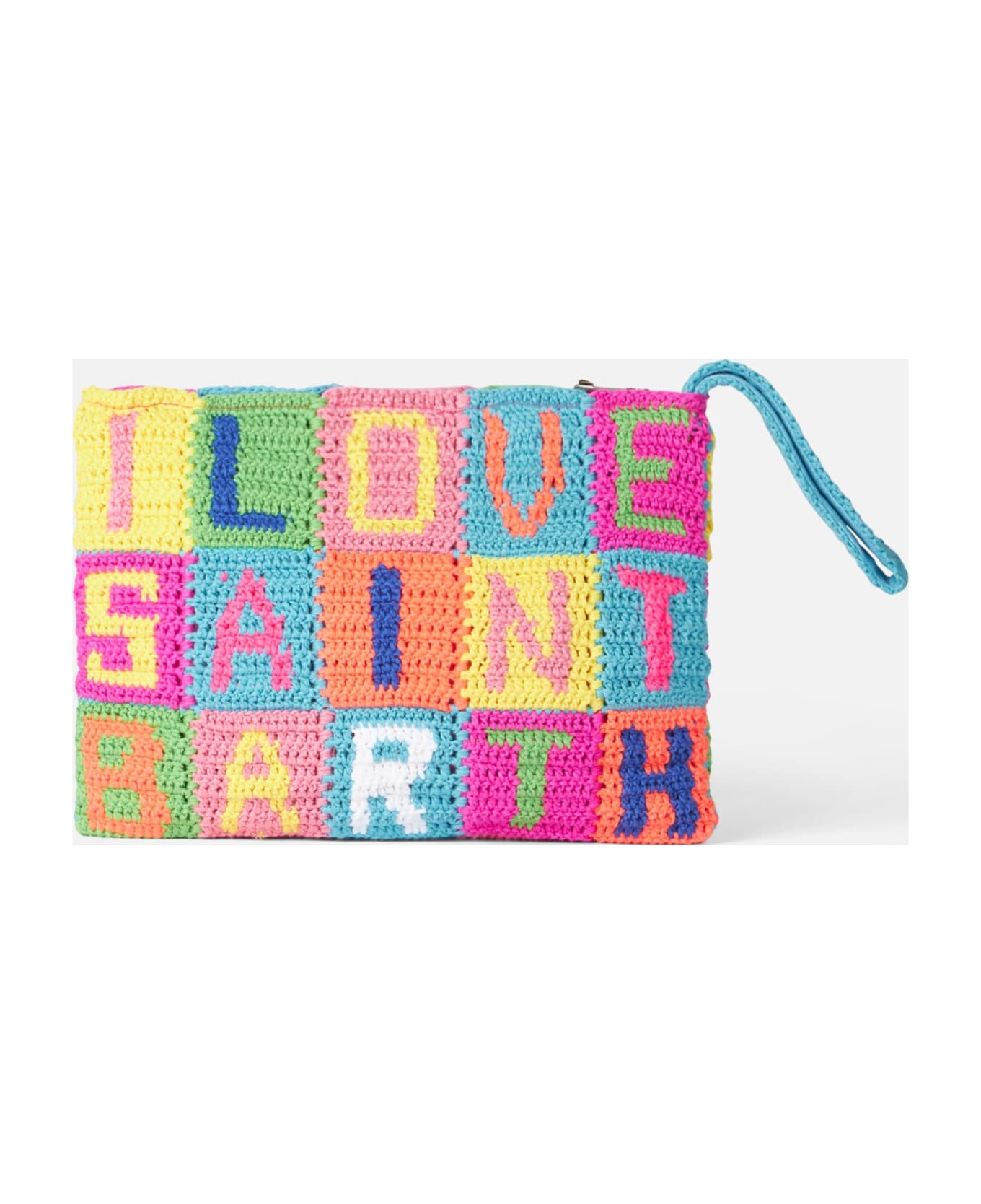 MC2 Saint Barth Parisienne Crochet Pochette With I Love Saint Barth Writing - MULTICOLOR