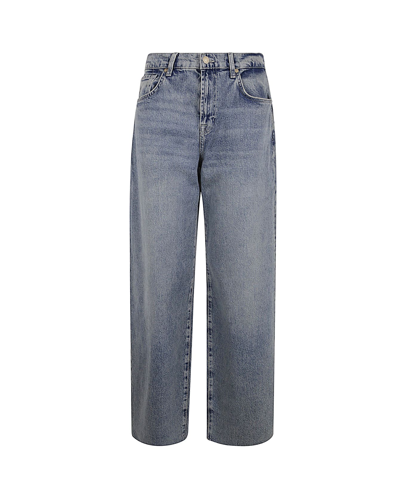 7 For All Mankind Bonnie Curvilinear Serenade With Raw Cut - Light Blue