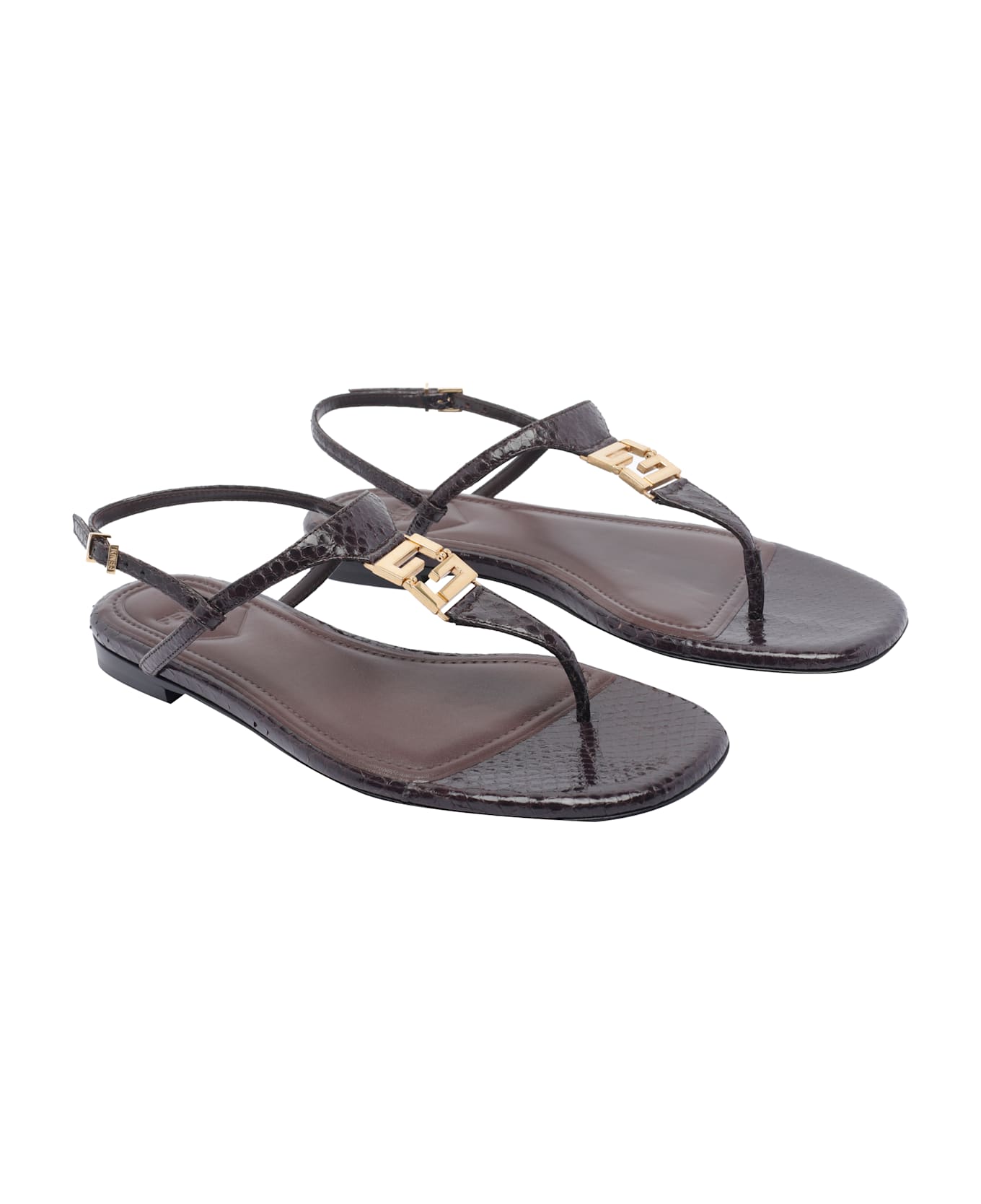 Fendi Ffold Sandals - BROWN