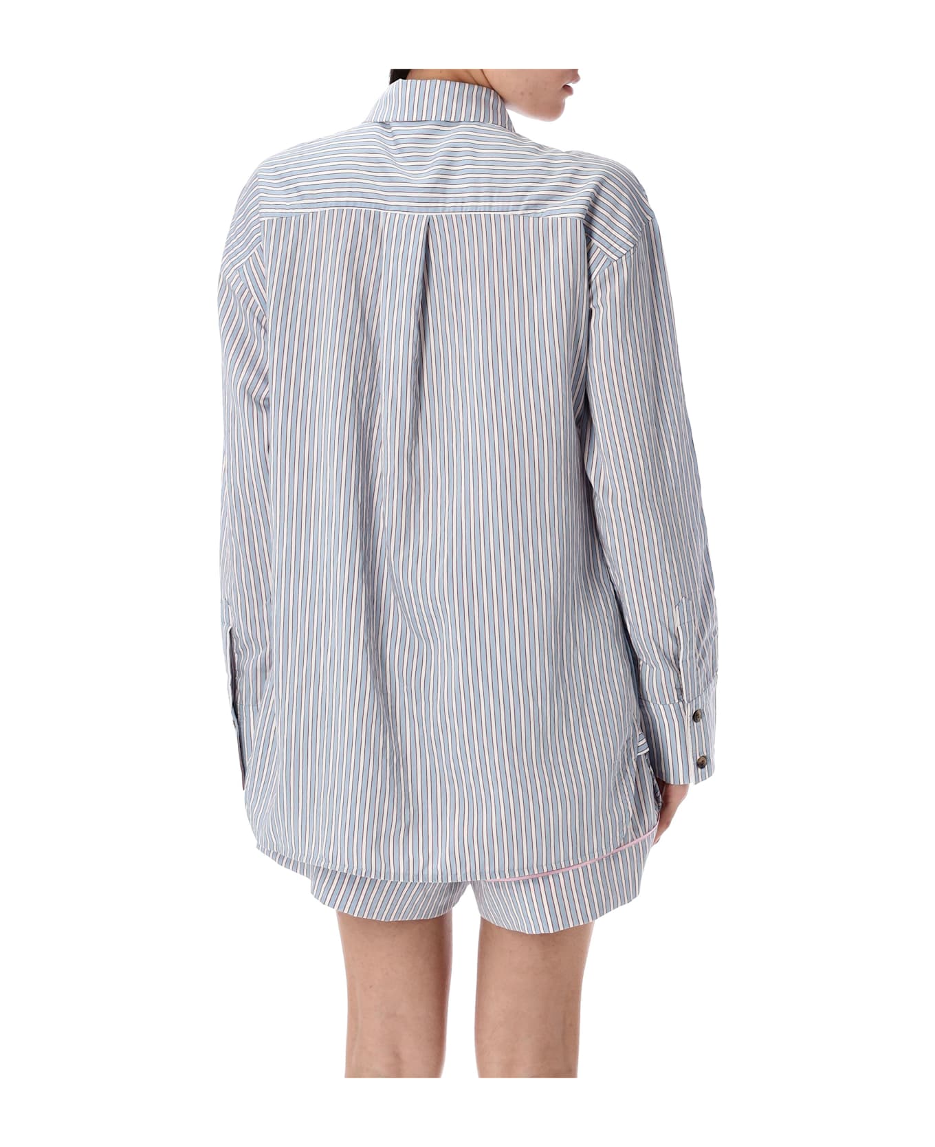 Ganni Candy Striped Shirt - LIGHT BLUE STRIPED