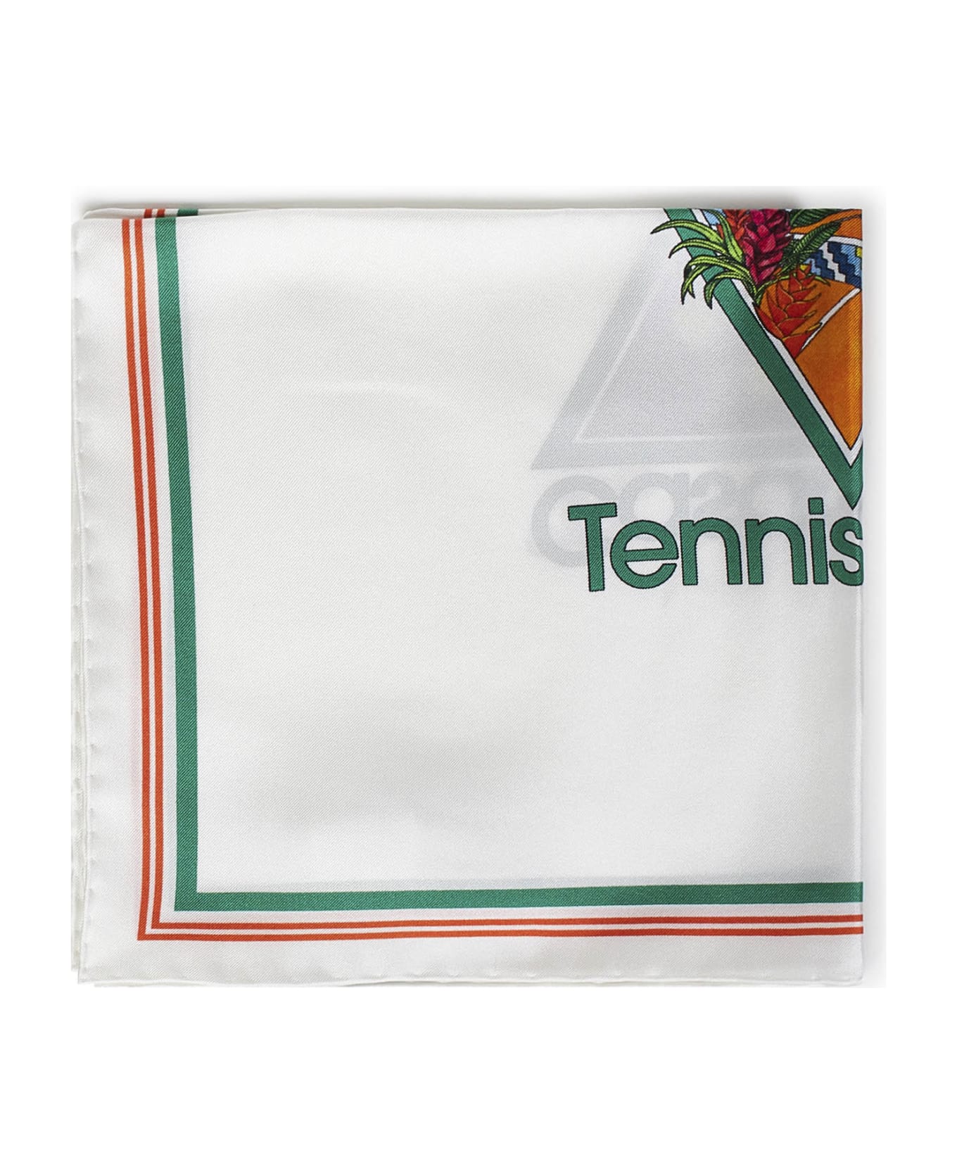 Casablanca Tennis Club Icon Small Scarf - Bianco