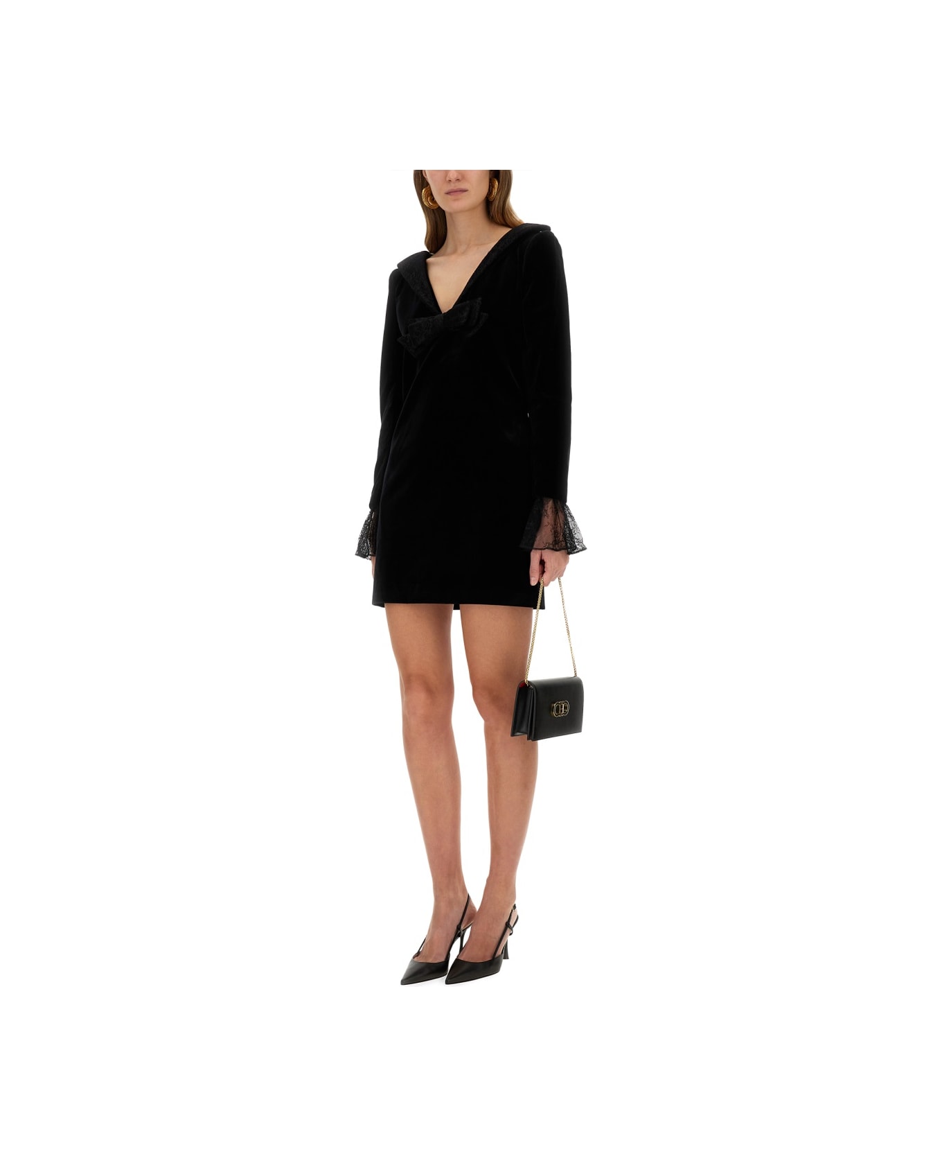 Nina Ricci Mini Dress With Bow - BLACK