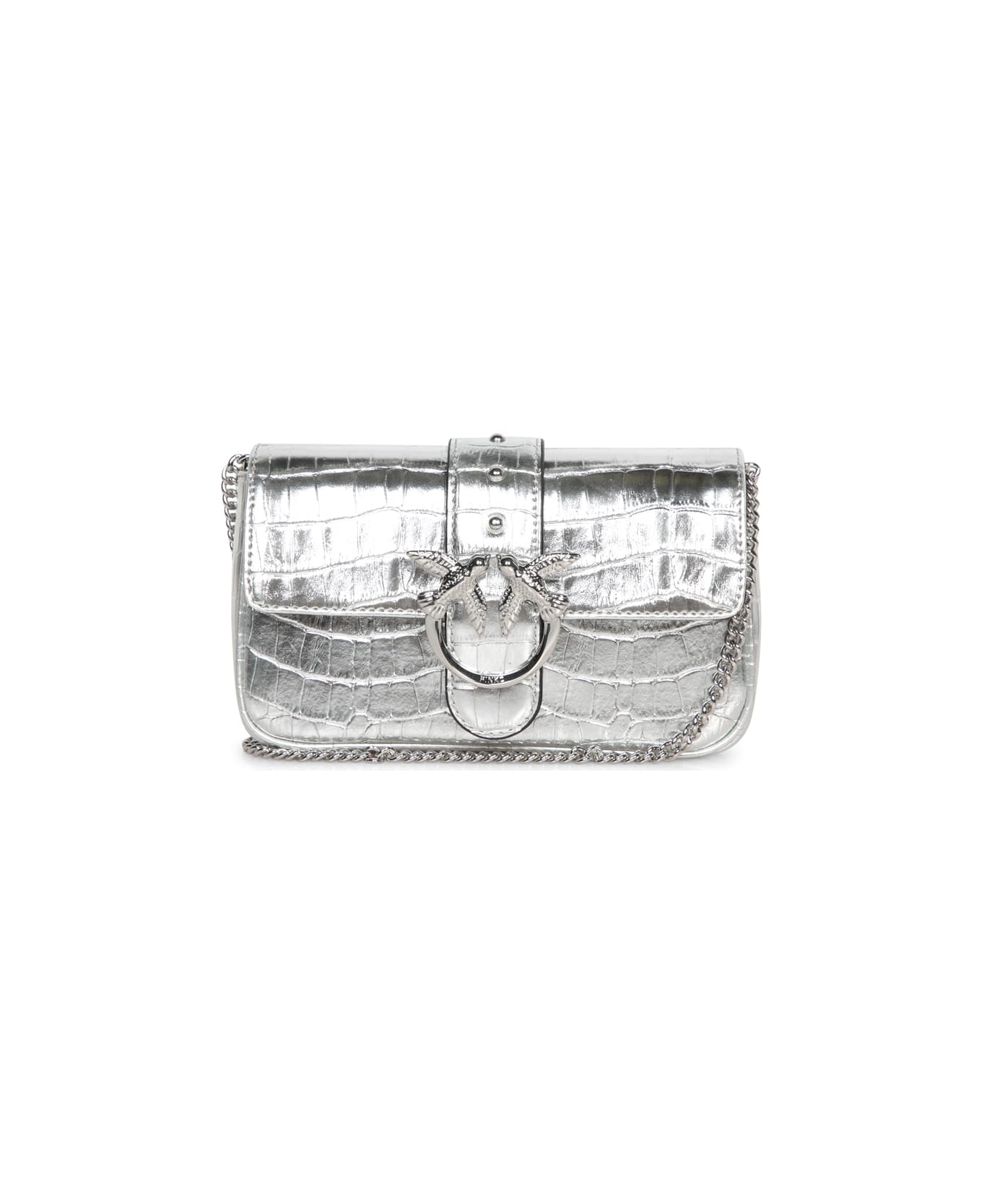 Pinko Silver Love Pocket Bag - Zzfn Argento Nickel Lucido