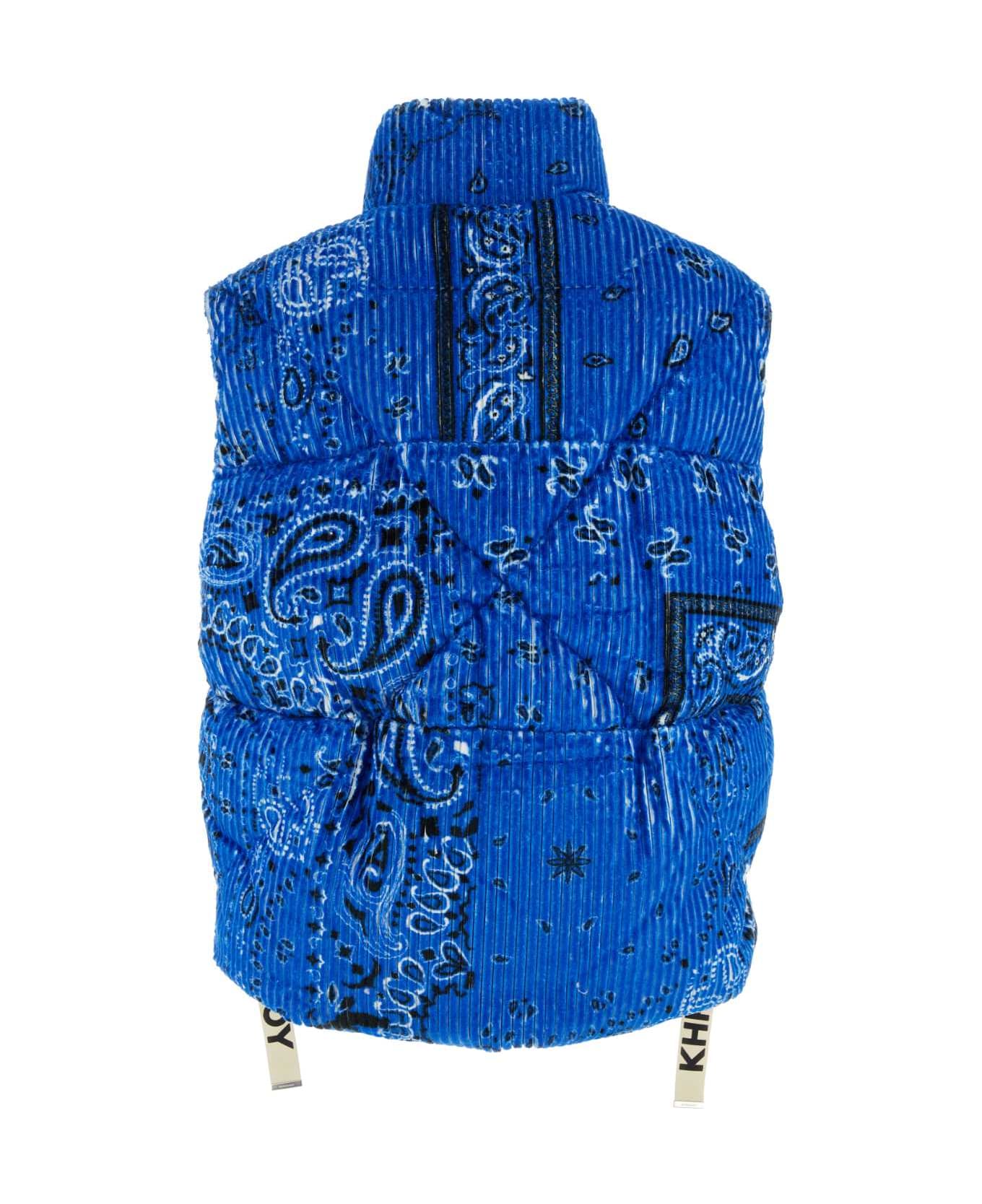 Khrisjoy Printed Corduroy Oversize Sleeveless Down Jacket - SKY