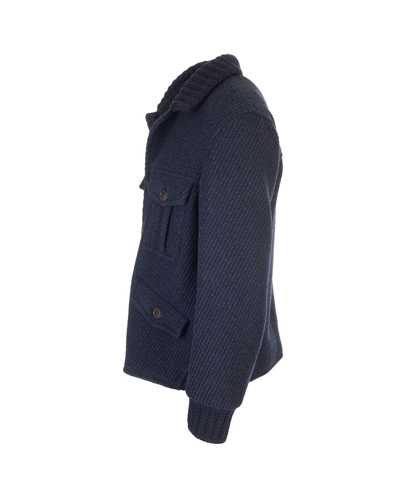 Etro Structured Wool Coat - Blu