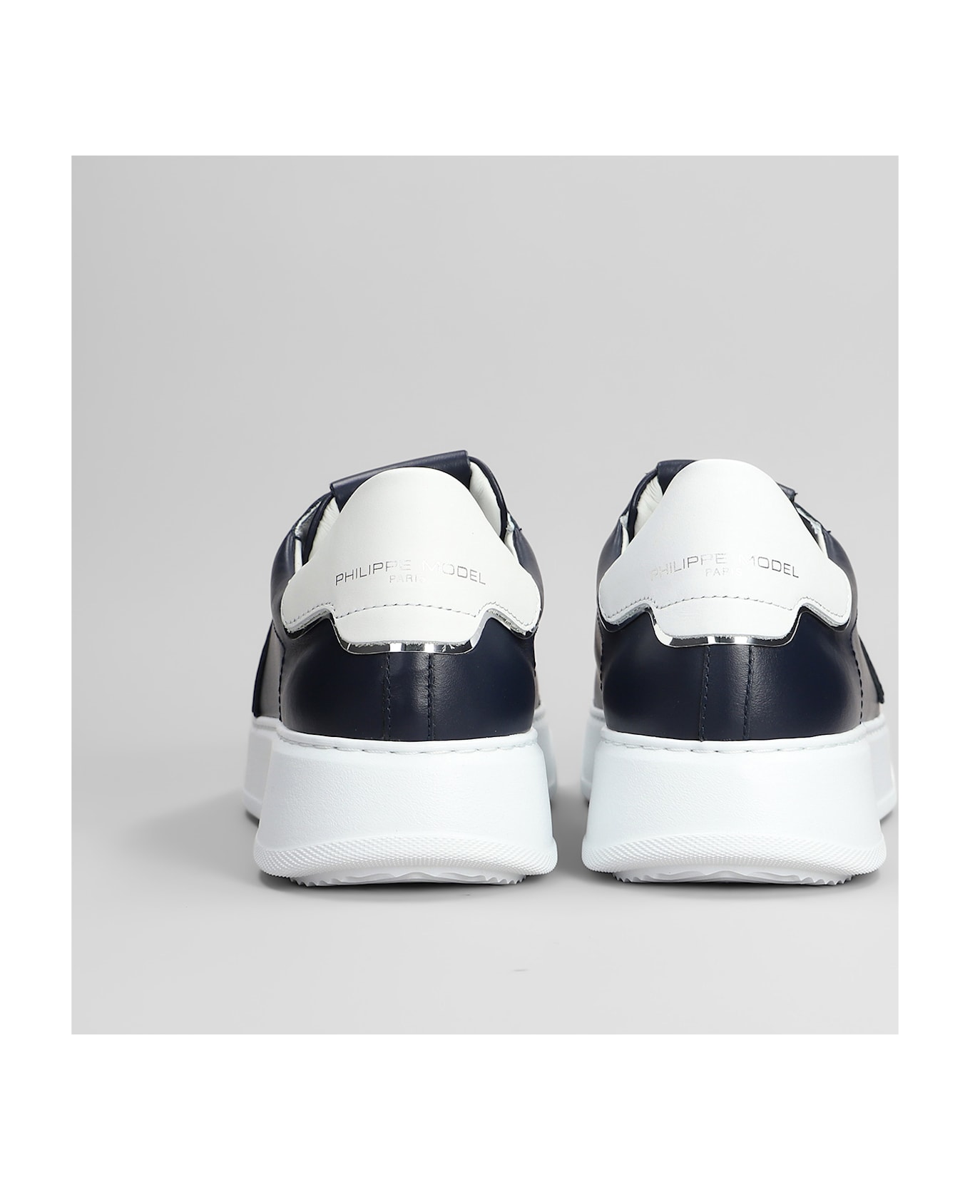 Philippe Model Temple Low Sneakers In Blue Leather - blue