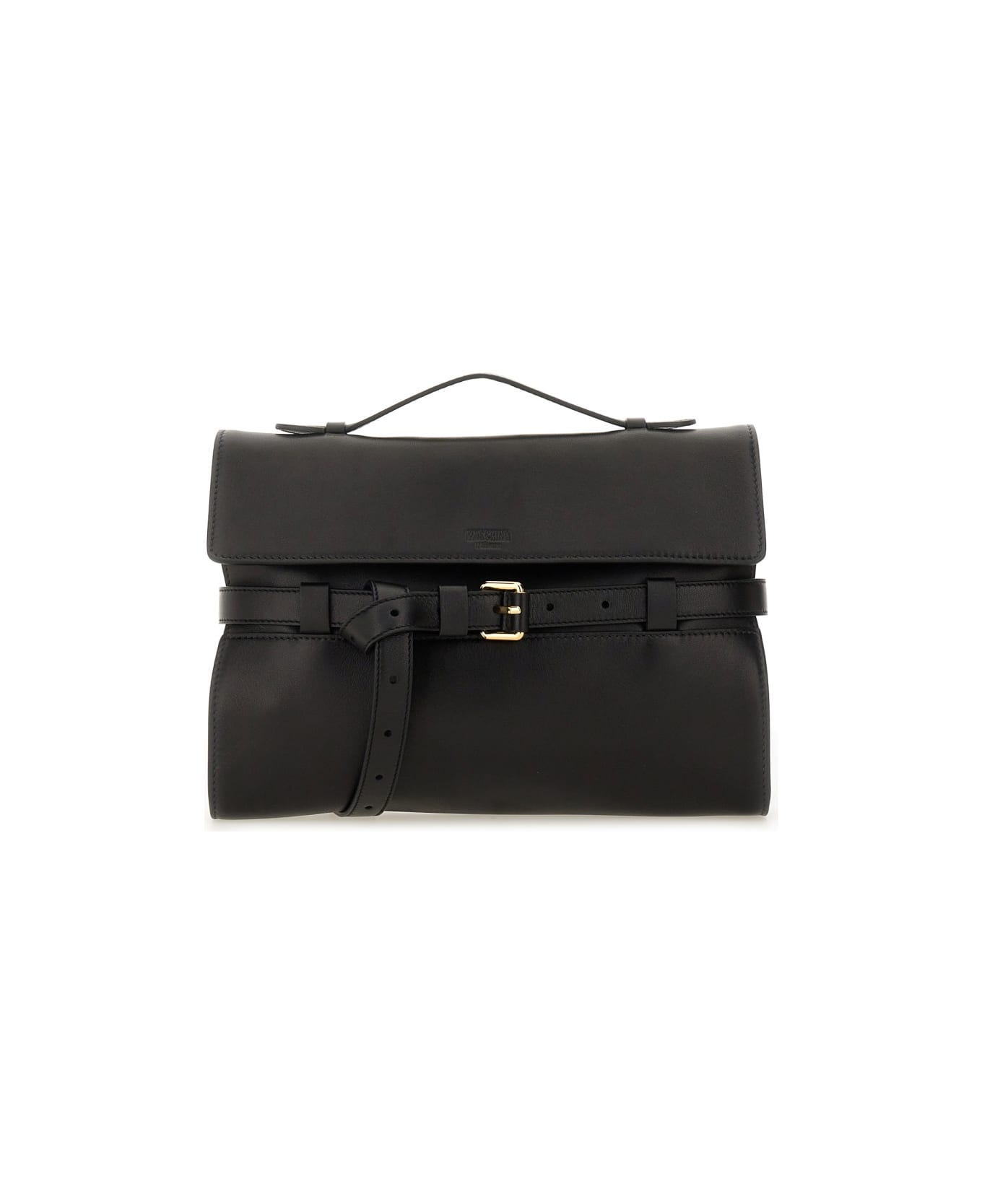 Moschino Nappa Leather "tie Me" Clutch - BLACK