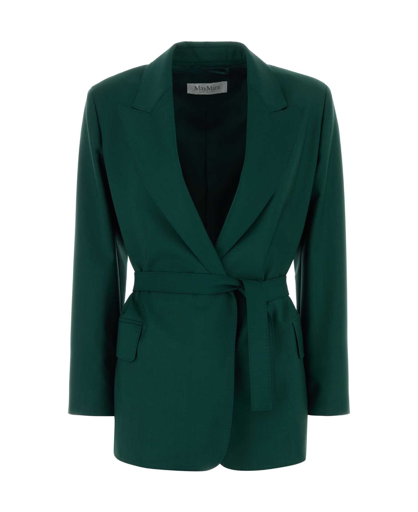 Max Mara Dark Green Wool Talento Blazer - VERDE SCURO