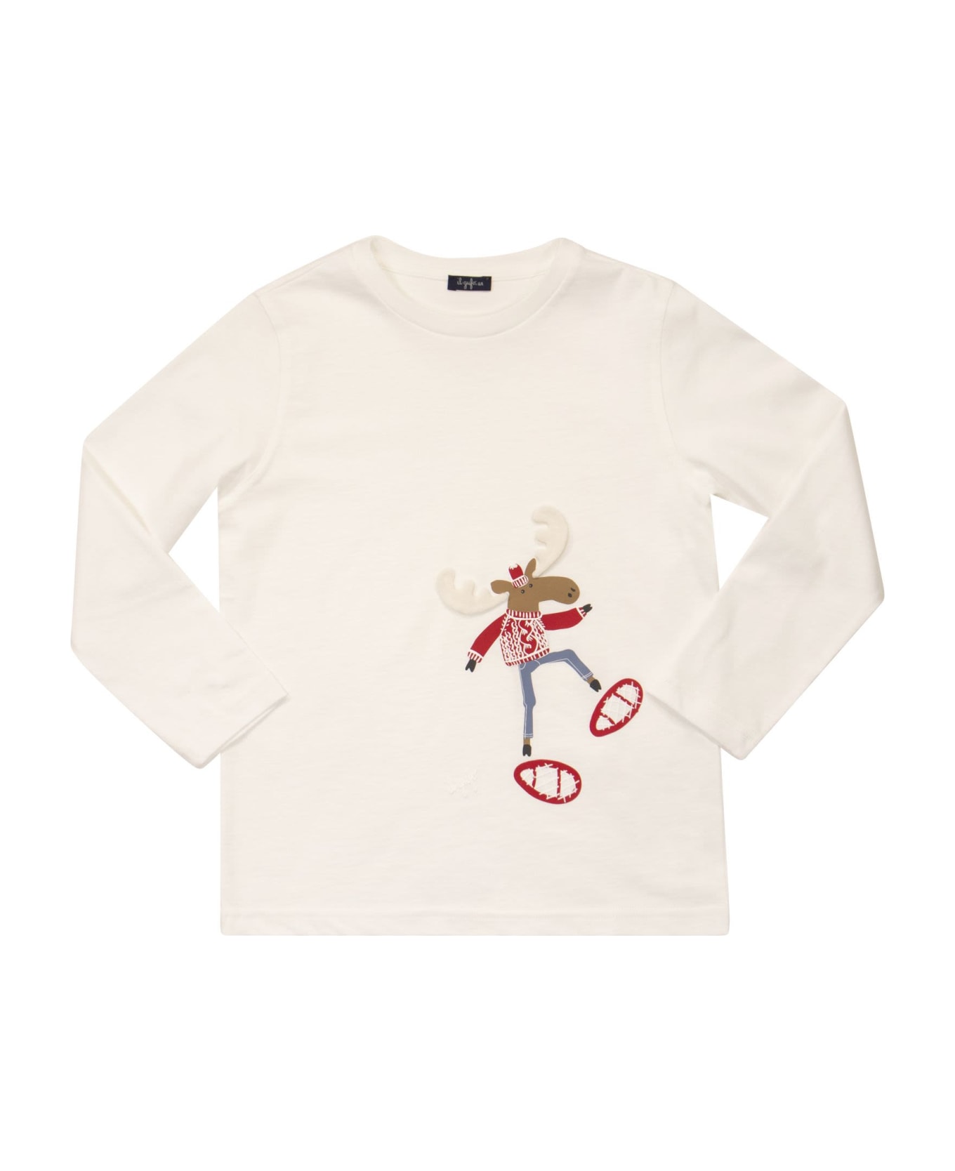 Il Gufo Jersey T-shirt With Moose - White