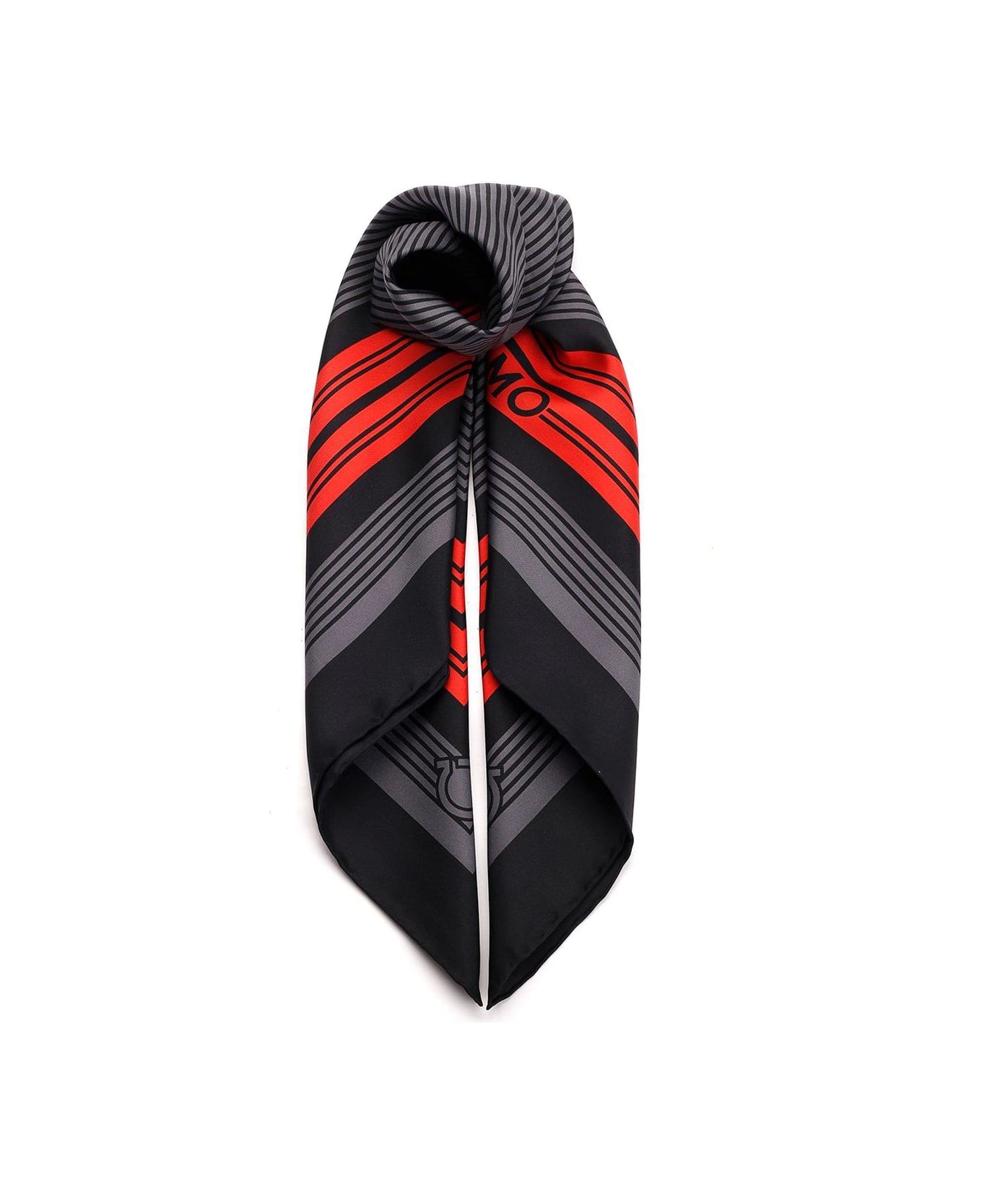 Ferragamo Stripe Printed Scarf - Black スカーフ＆ストール