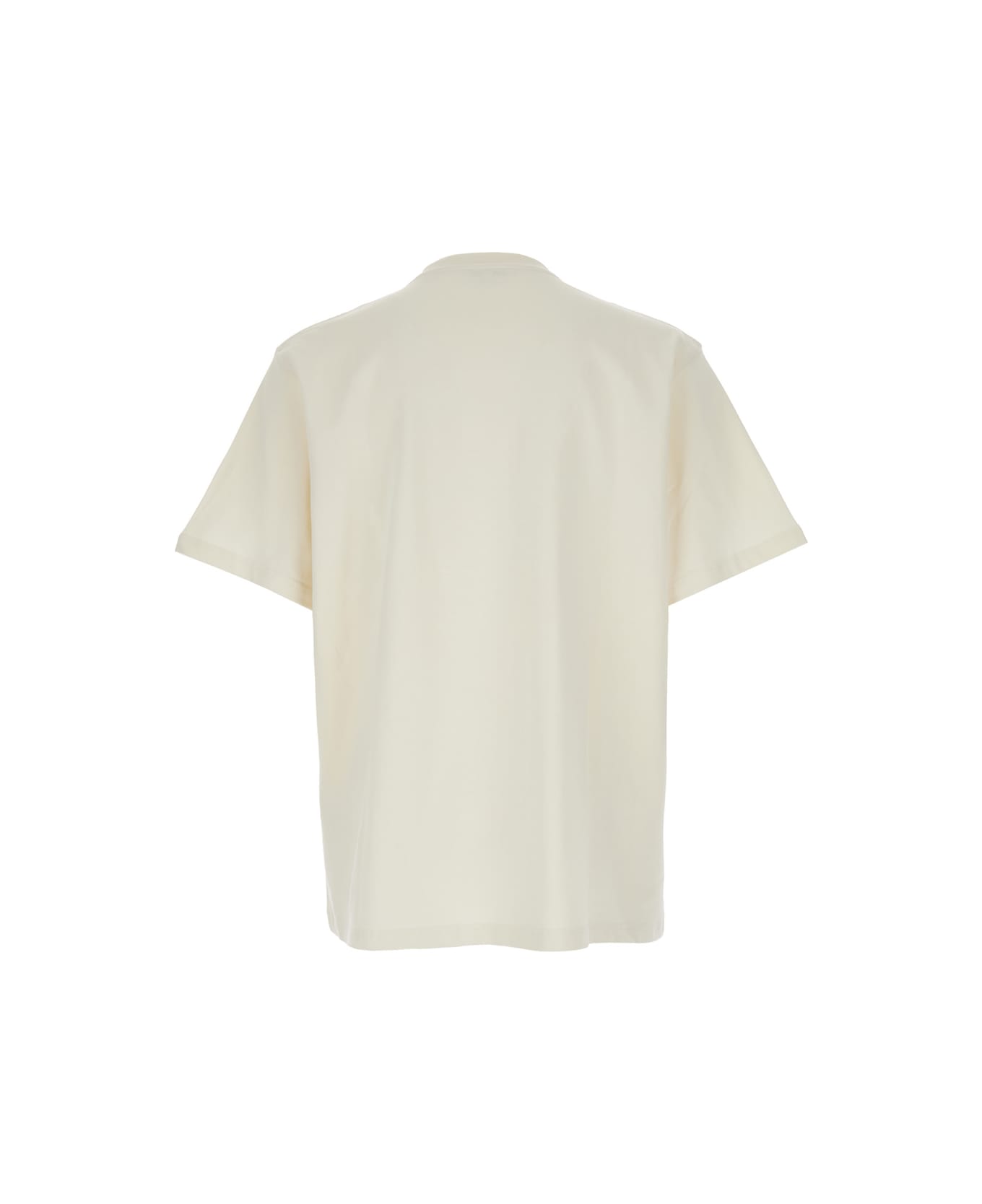 J.W. Anderson White Crewneck T-shirt With Logo Embroidery On The Front In Cotton Man - White