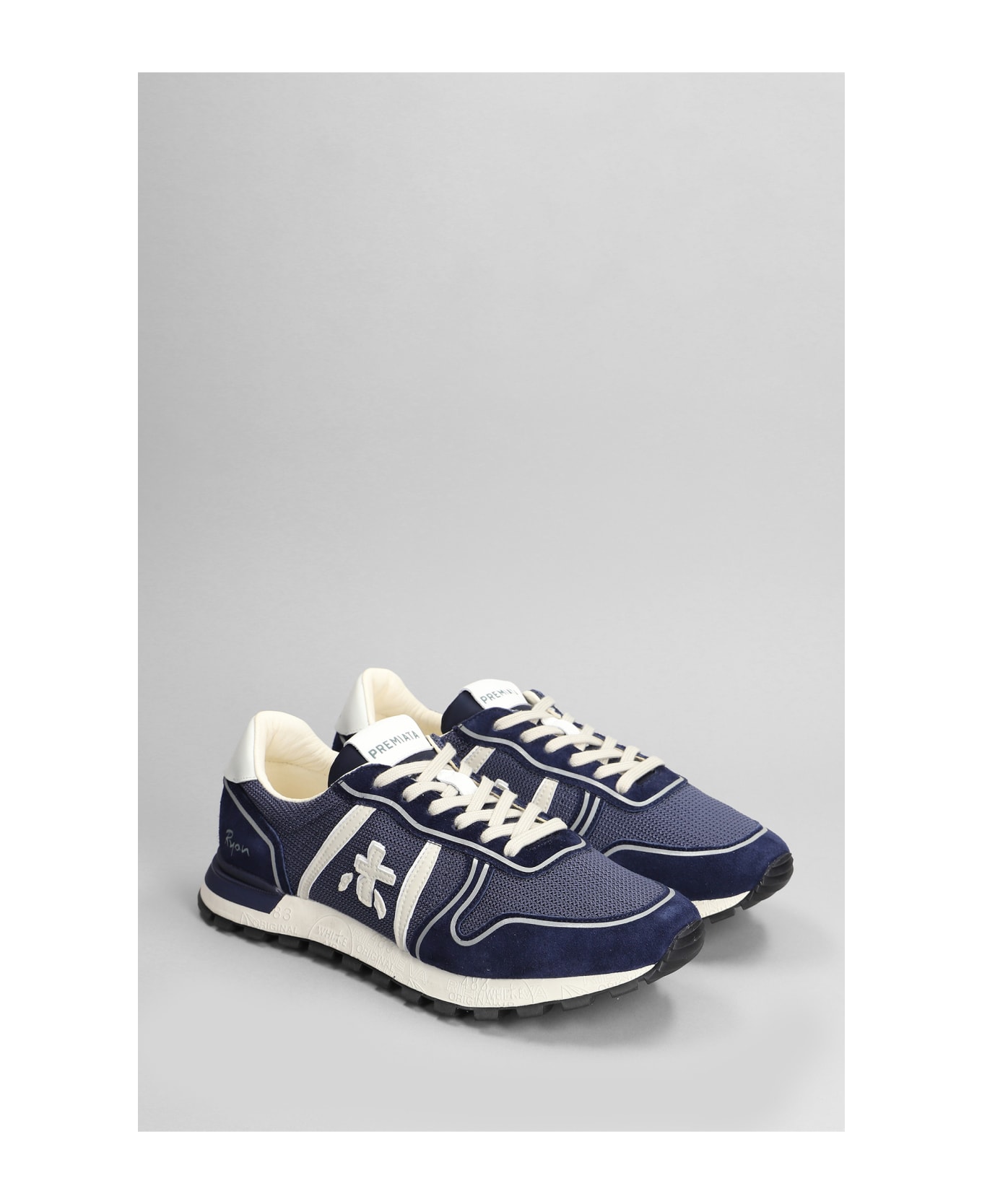 Premiata Ryan Sneakers In Blue Suede And Fabric - blue
